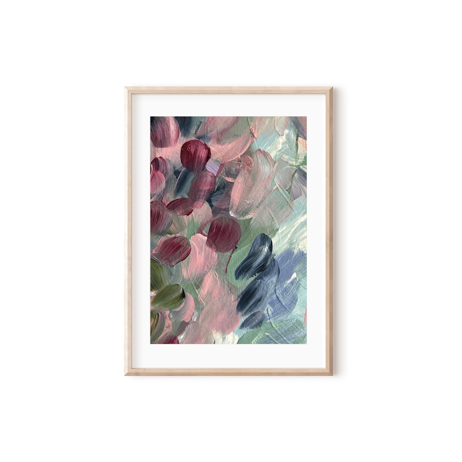 Pink / Purple / Blue Pink Blossom Abstract Print A3 297 X 420Mm Emily M Art & Design