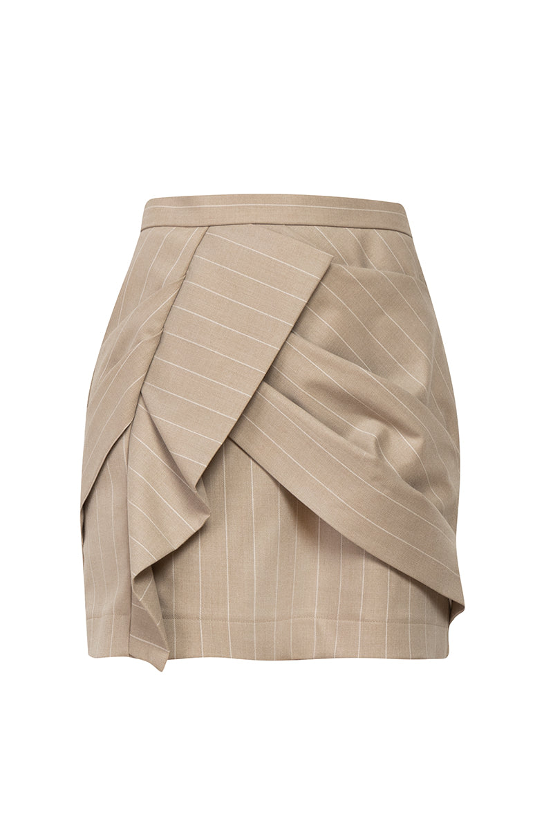 Women’s Twill Pleated Asymmetric Mini Skirt Large Cliché Reborn