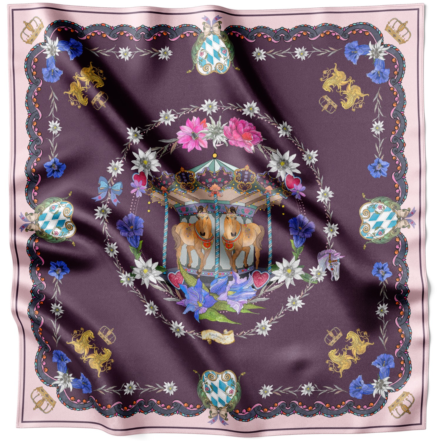 Women’s Pink / Purple Homage To Munich Silk Scarf- Pink & Purple Katchmagic London X Lamberty Munich