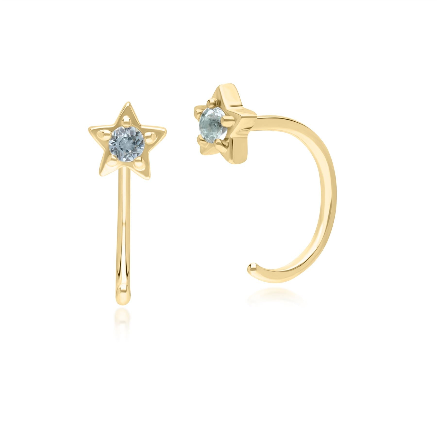 Women’s Gold / Blue Modern Classic Sky Blue Topaz Pull Through Hoop Earrings In Yellow Gold Gemondo