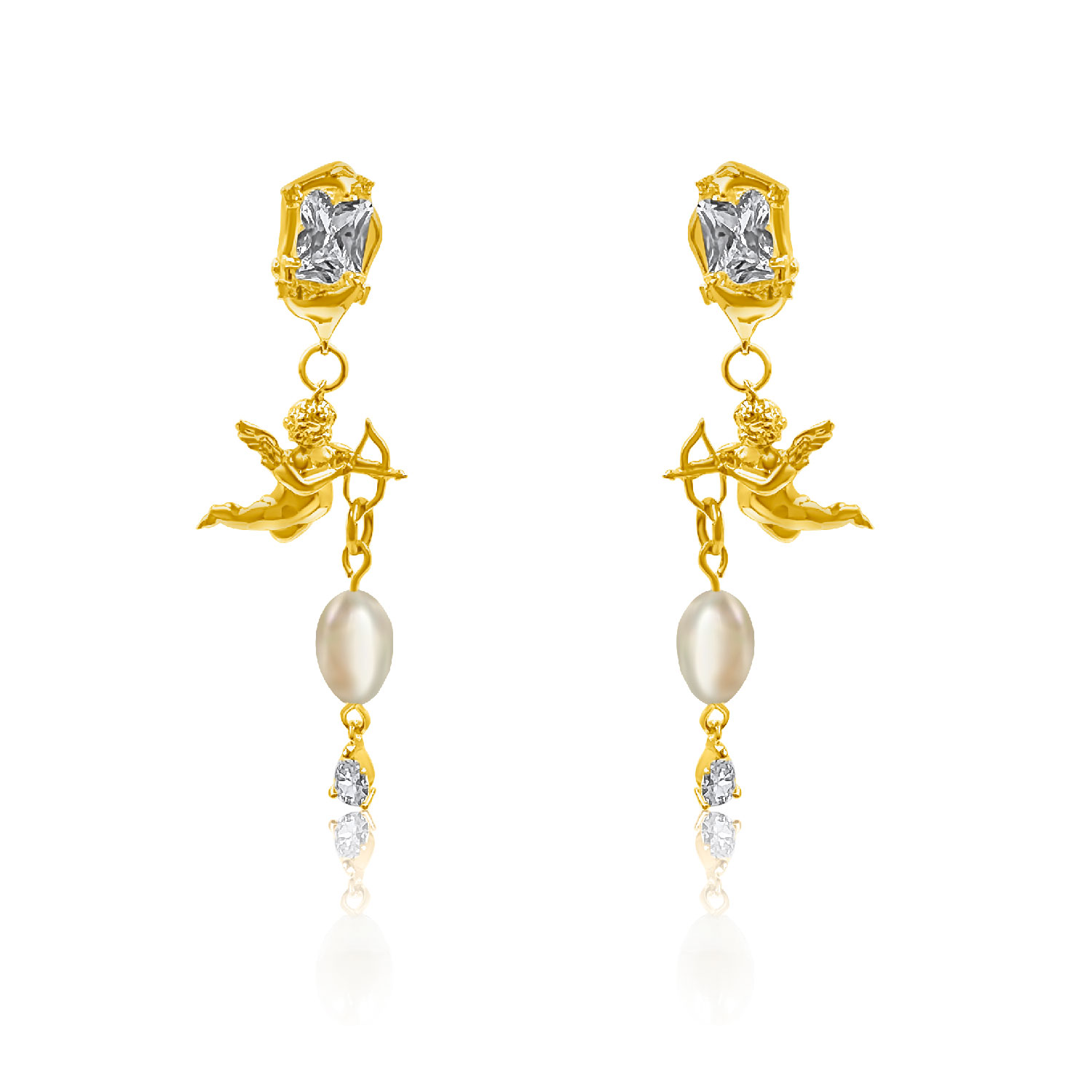 Women’s Neutrals / Gold / White Gold Filled Charm Earrings Androhmeda Jewelry