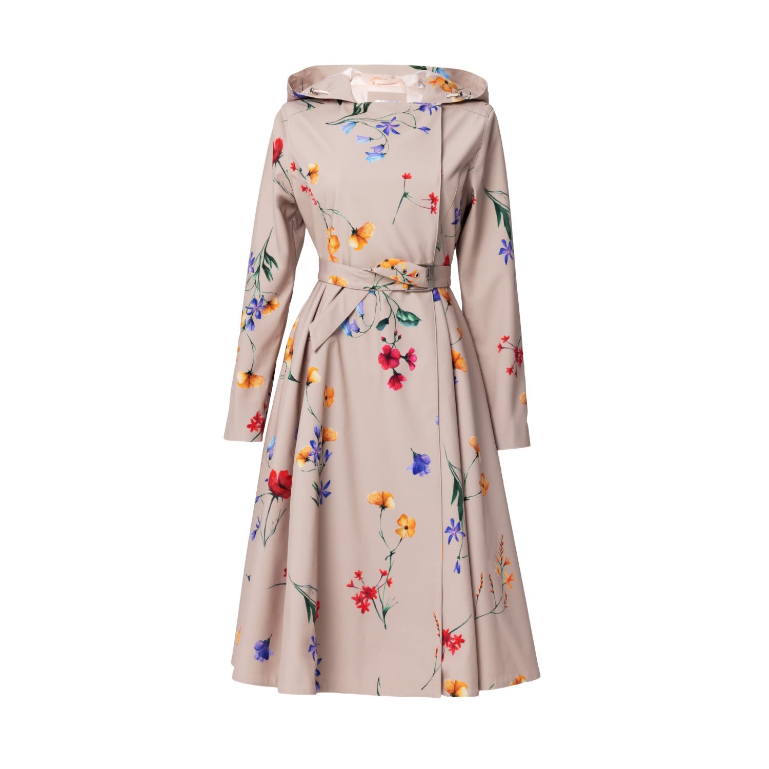 Women’s Neutrals Beige Waterproof Trench Coat With Colourful Flower Print: Spring Bloom Extra Small Rainsisters