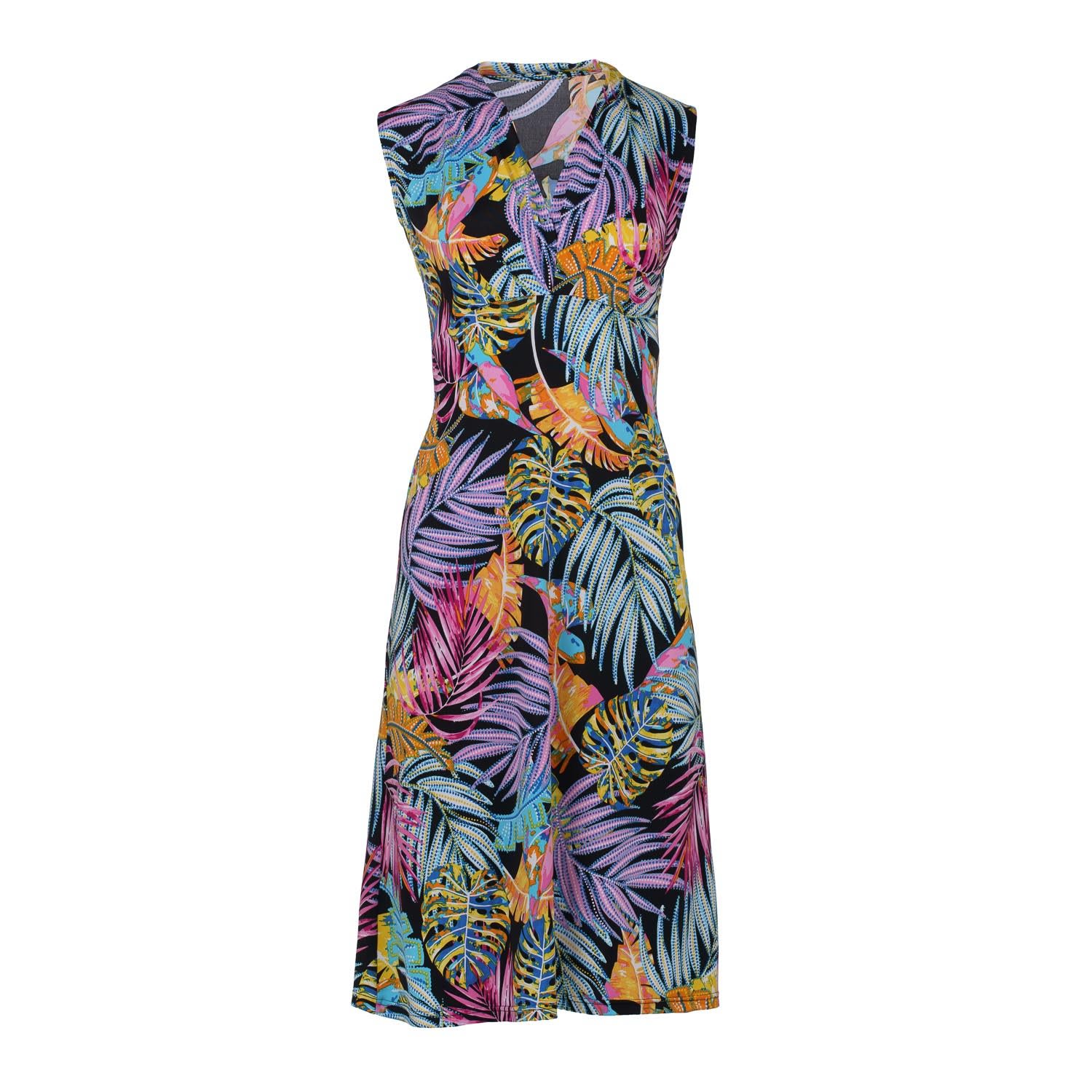 Women’s Multi-Coloured Print Jersey Empire Line Dress Small Conquista