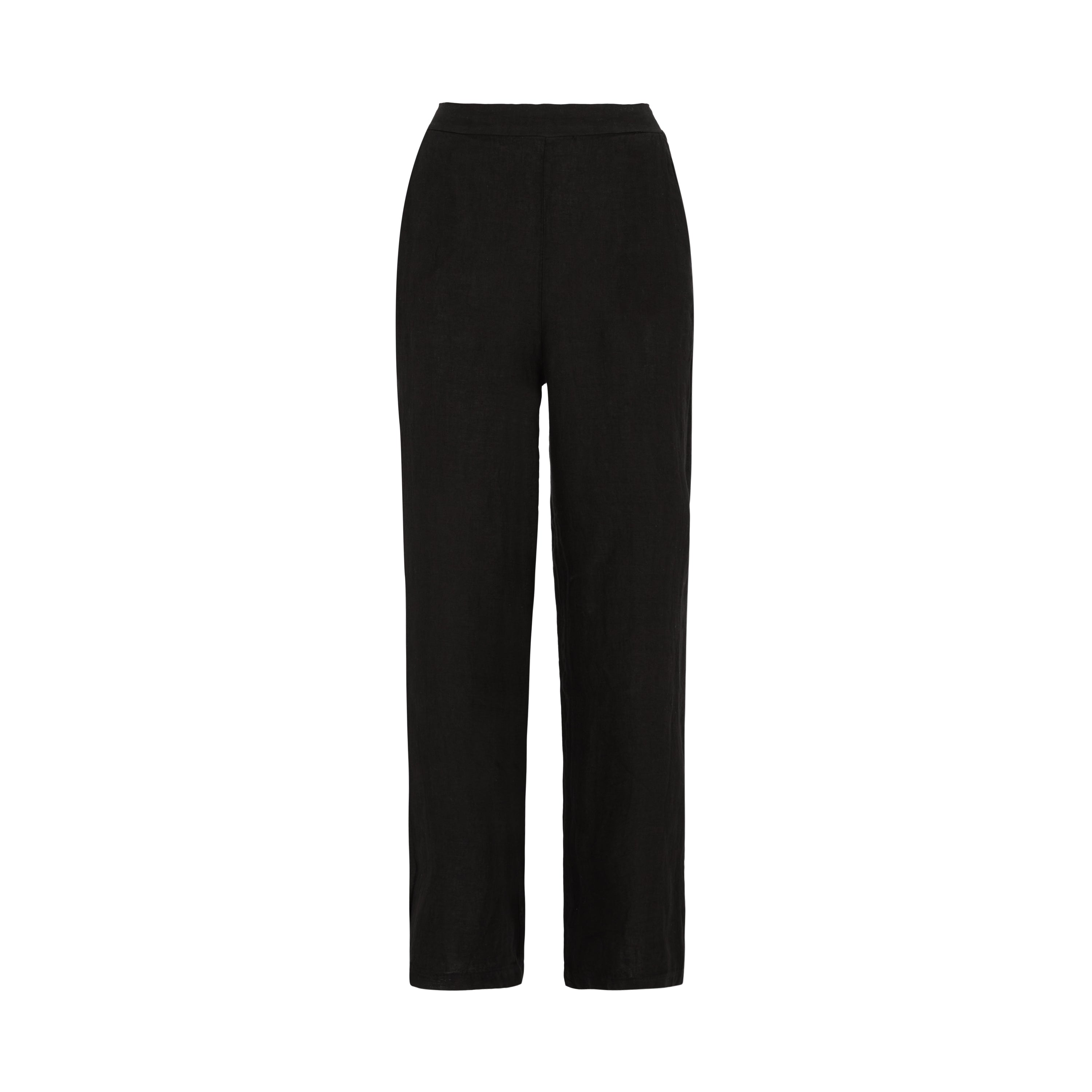 Women’s Wide Leg Linen Trousers - Black XXXL James Lakeland