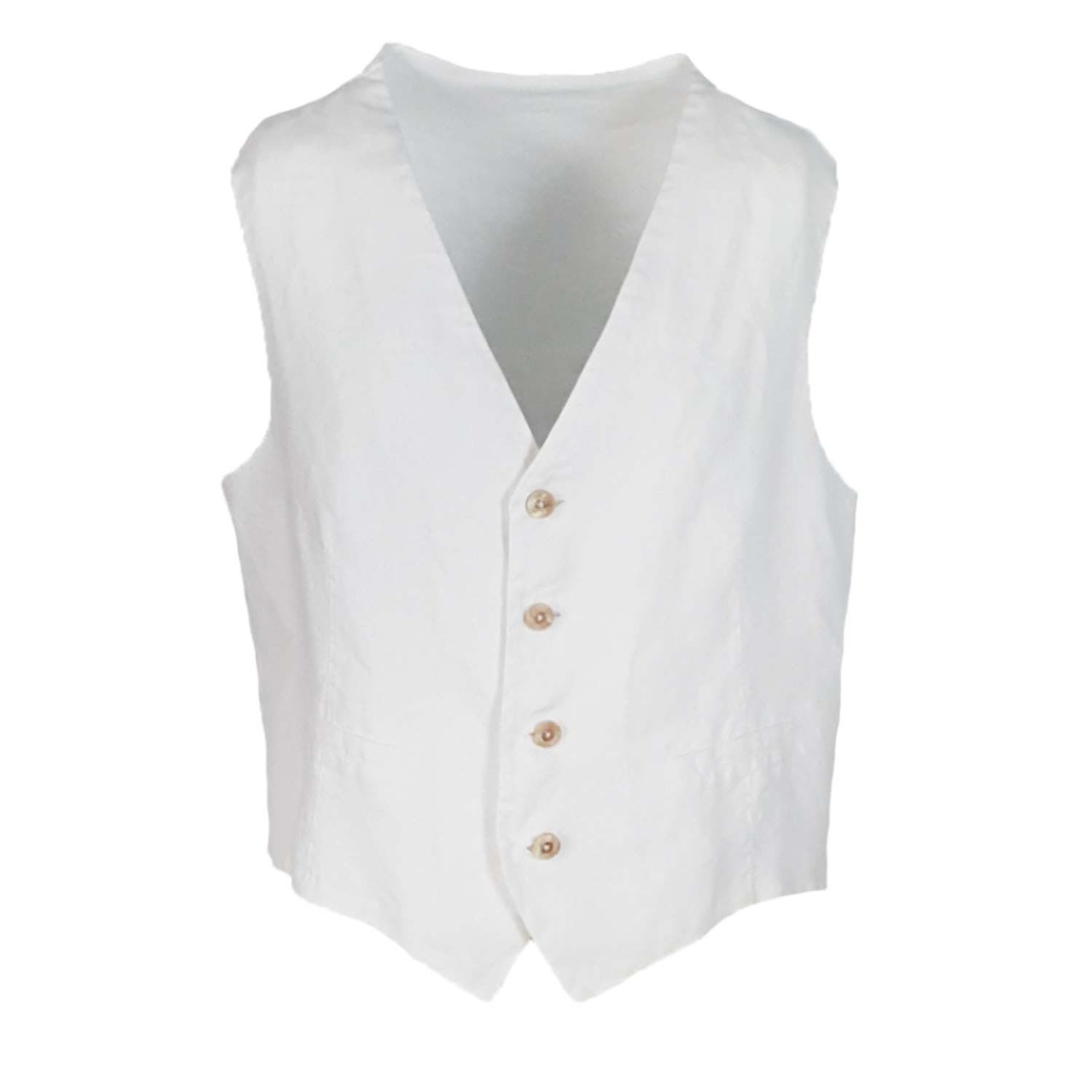 Men’s Classic Linen Vest - White Large Haris Cotton