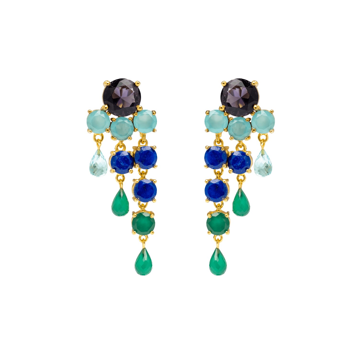 Women’s Green / Blue / Pink Dark Blue & Green Adoration Earrings Lavani Jewels