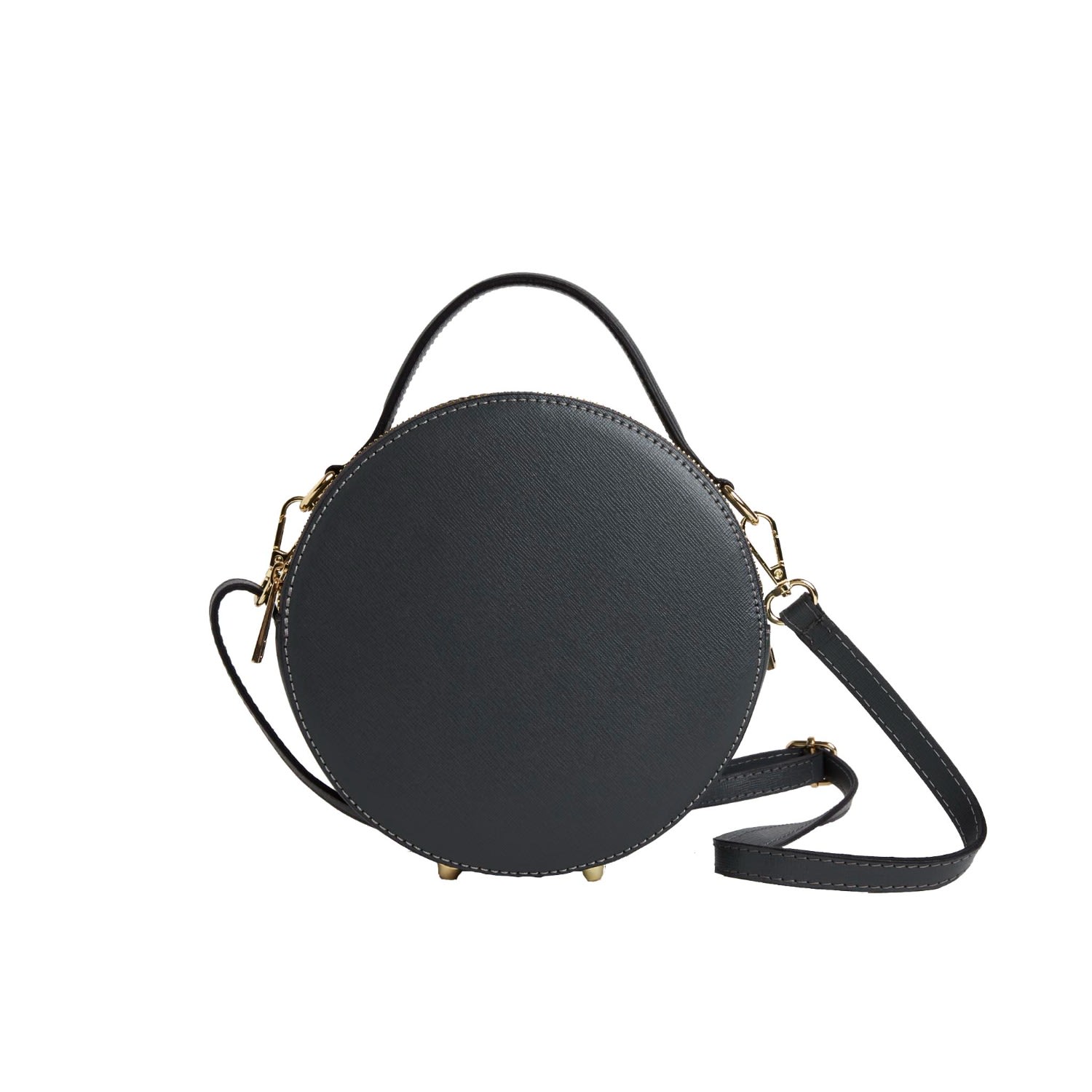 Women’s Rome Round Circle Crossbody Bag In Dark Grey With Snake Strap One Size Betsy & Floss