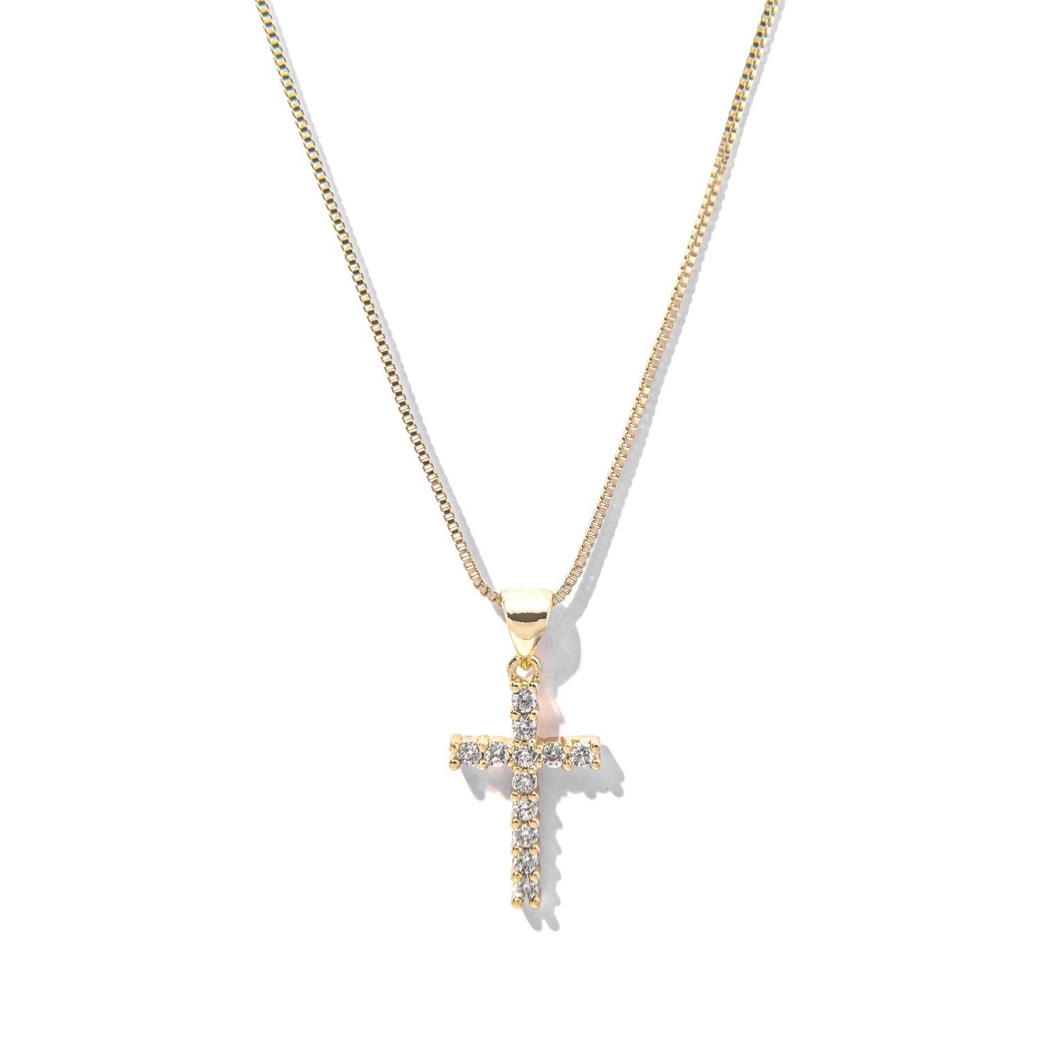 Women’s Gold Filled Mini Cross Box Chain Necklace The Essential Jewels