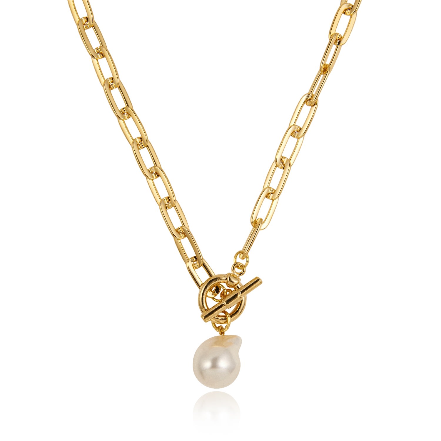 Women’s Gold Classique Baroque Necklace With Pearl Charm Ille Lan