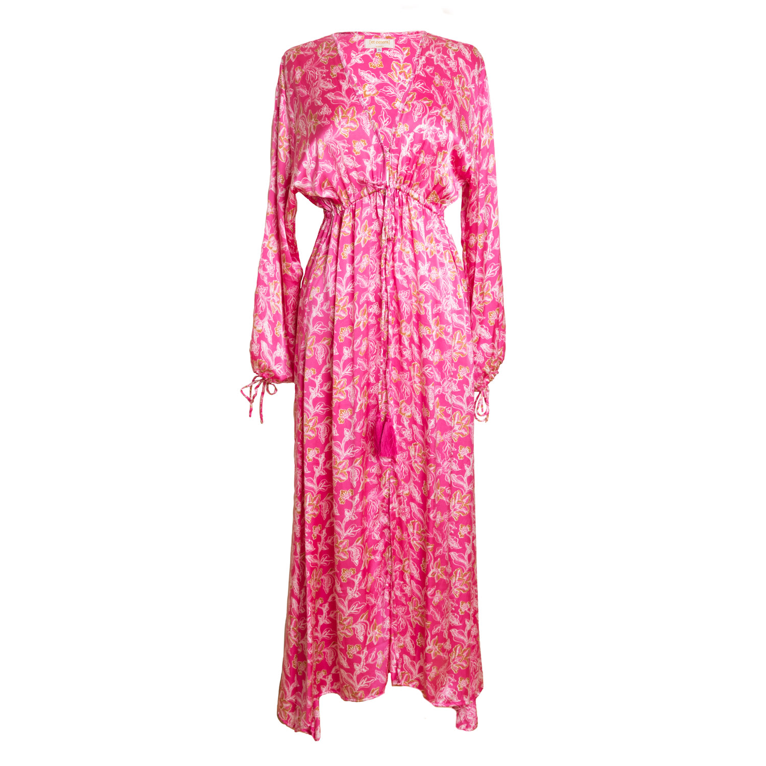 Women’s Pink / Purple Enchanted Deep V Long Sleeve Midi Dress - Silk - Orchid Pink One Size [Et Cetera] Woman