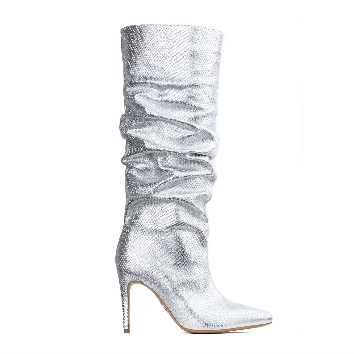 Women’s Silver Leather Eva Boots 3.5 Uk Ginissima