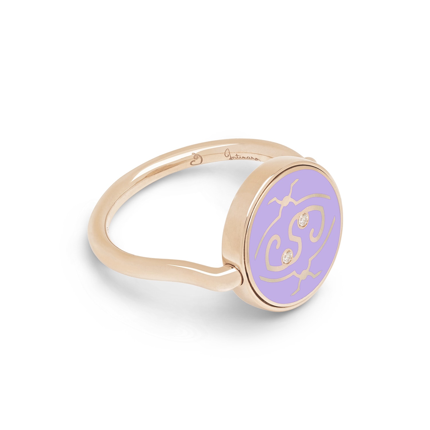 Women’s Pink / Purple Intisars Meohme Slim Rose Gold Diamonds Exceptional Ring