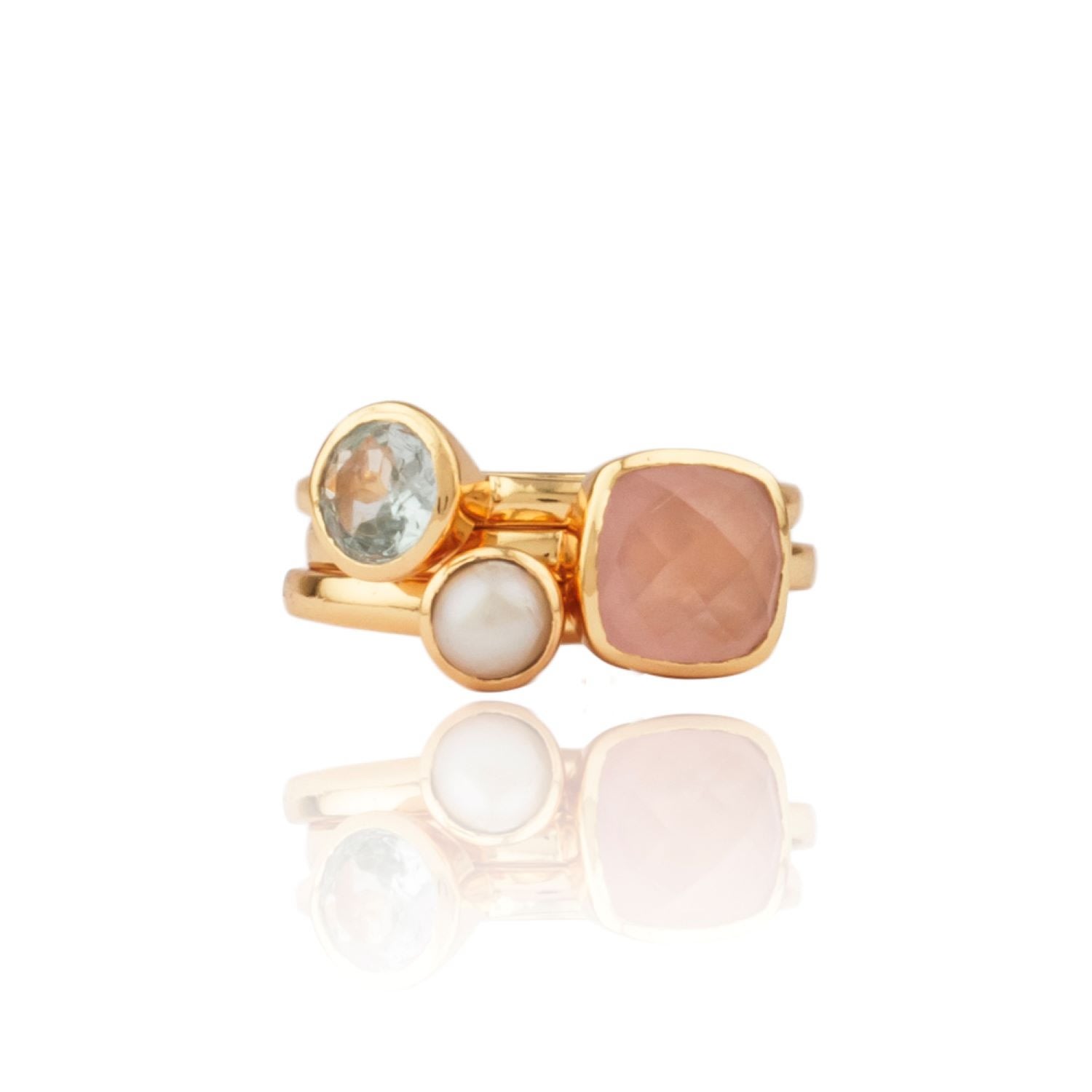 Women’s Pink / Purple Fiore Stacking Rings With Semi-Precious Stones House of Elliott