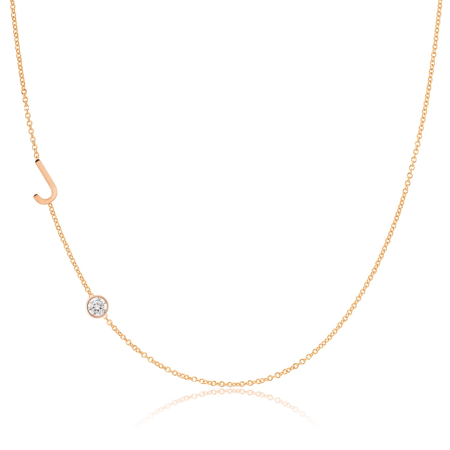 Women’s Monogram Necklace With Diamond - Rose Gold - 16" Maya Brenner