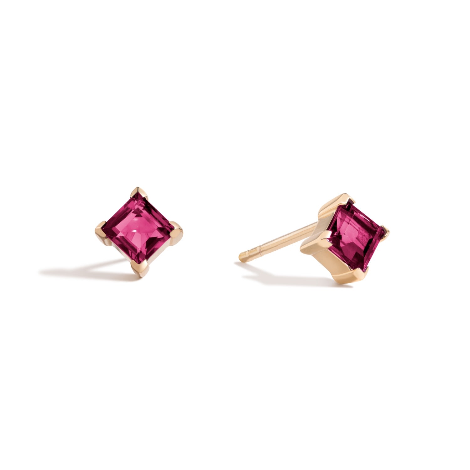 Women’s Pink / Purple Make Believe Square Stud Earrings - 18K Gold Vermeil Square Stud Earrings With Pink Topaz Gemstones Lúdere