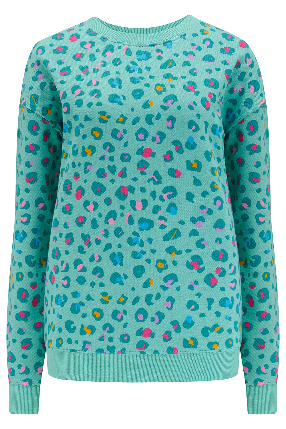 Women’s Noah Sweatshirt Mint Green, Rainbow Leopard Extra Small Sugarhill Brighton