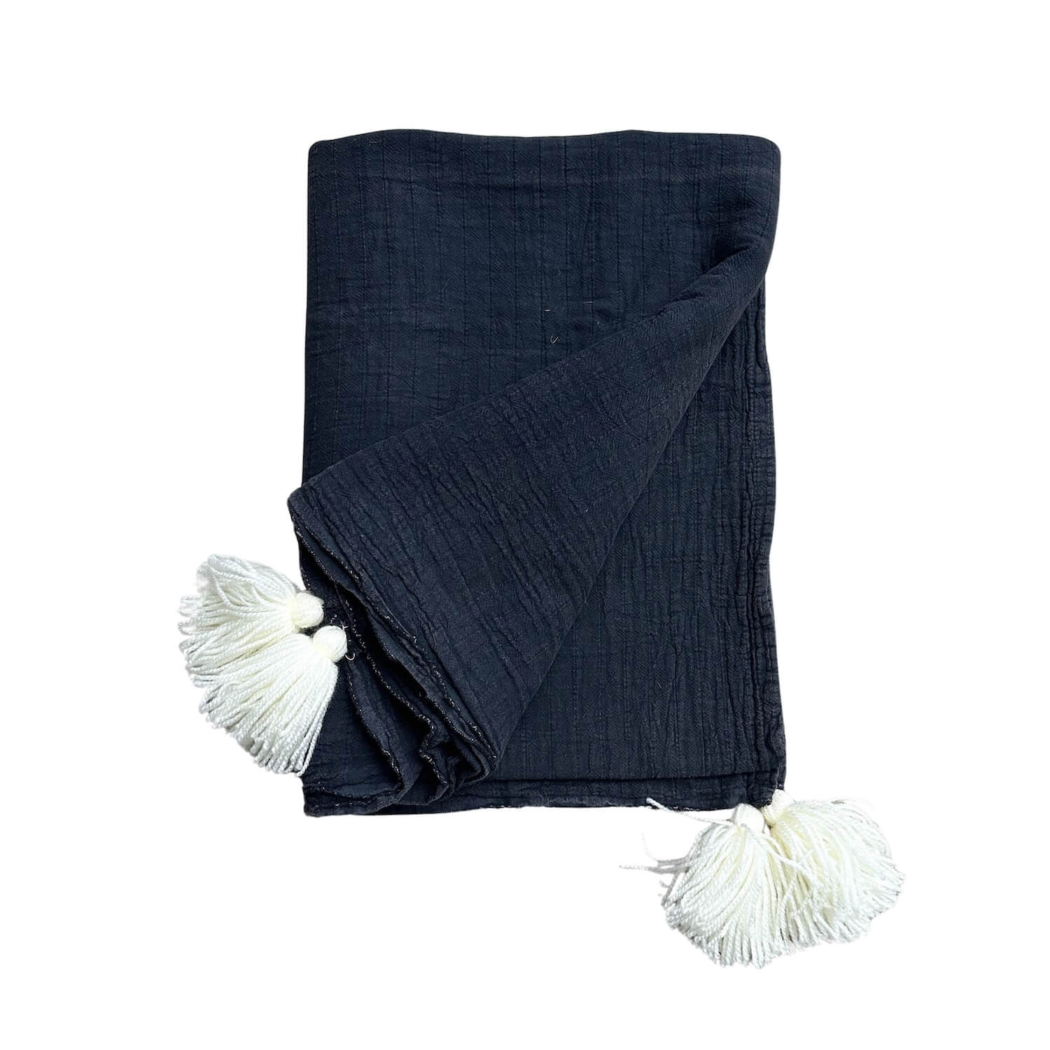 Black Pom Pom Throw - Midnight One Size Ailera