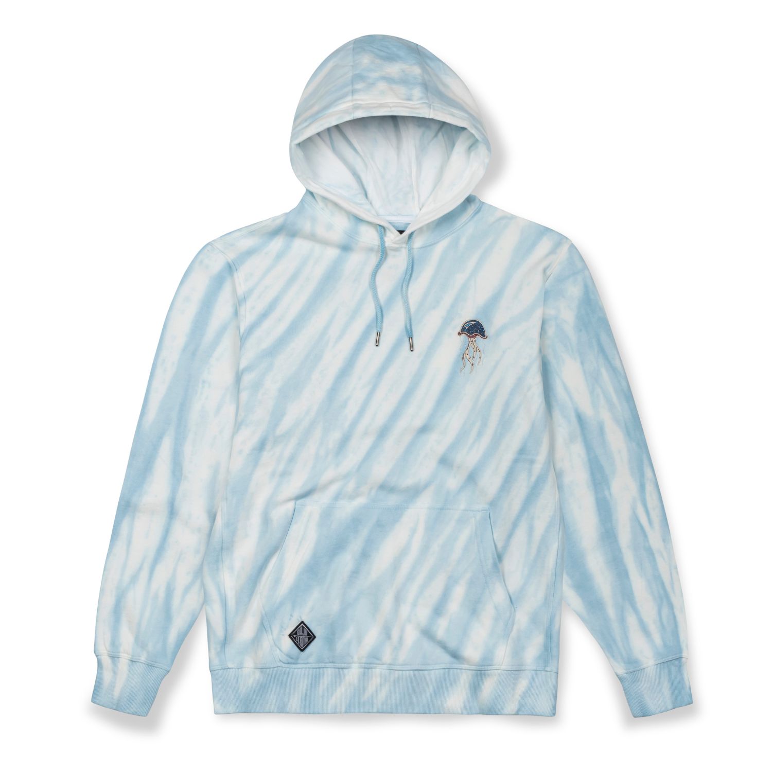 White / Blue Jellyfish Organic Cotton Hoodie - Tie Dye Extra Large Baja Llama