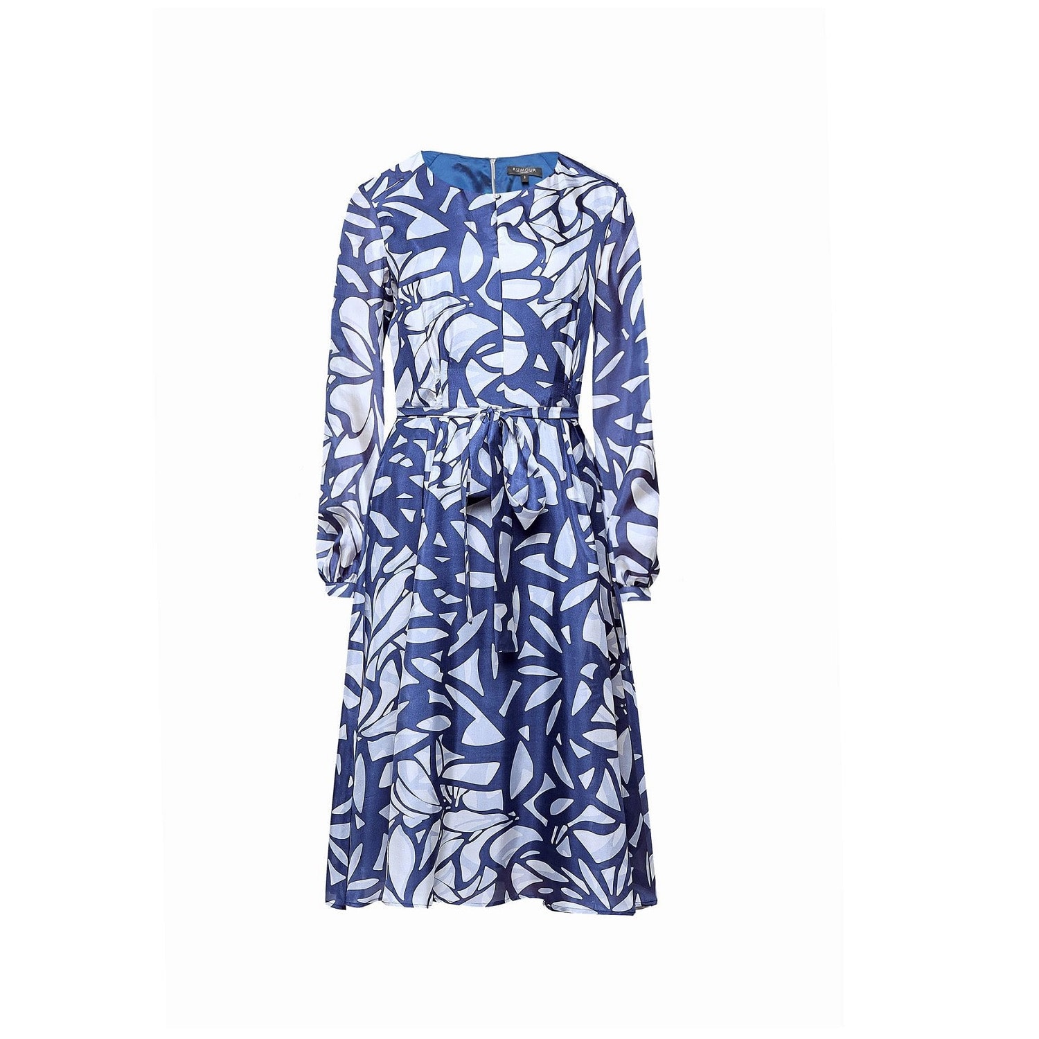 Women’s Blue / White Freya Printed Silk Midi Dress Extra Small Rumour London