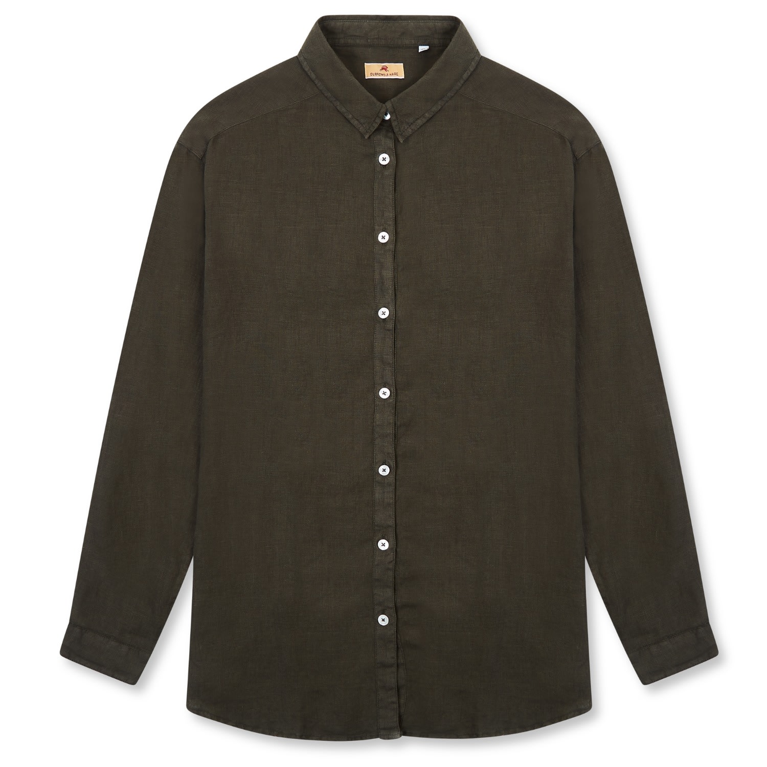 Women’s Linen Shirt - Bottle Green Medium Burrows & Hare