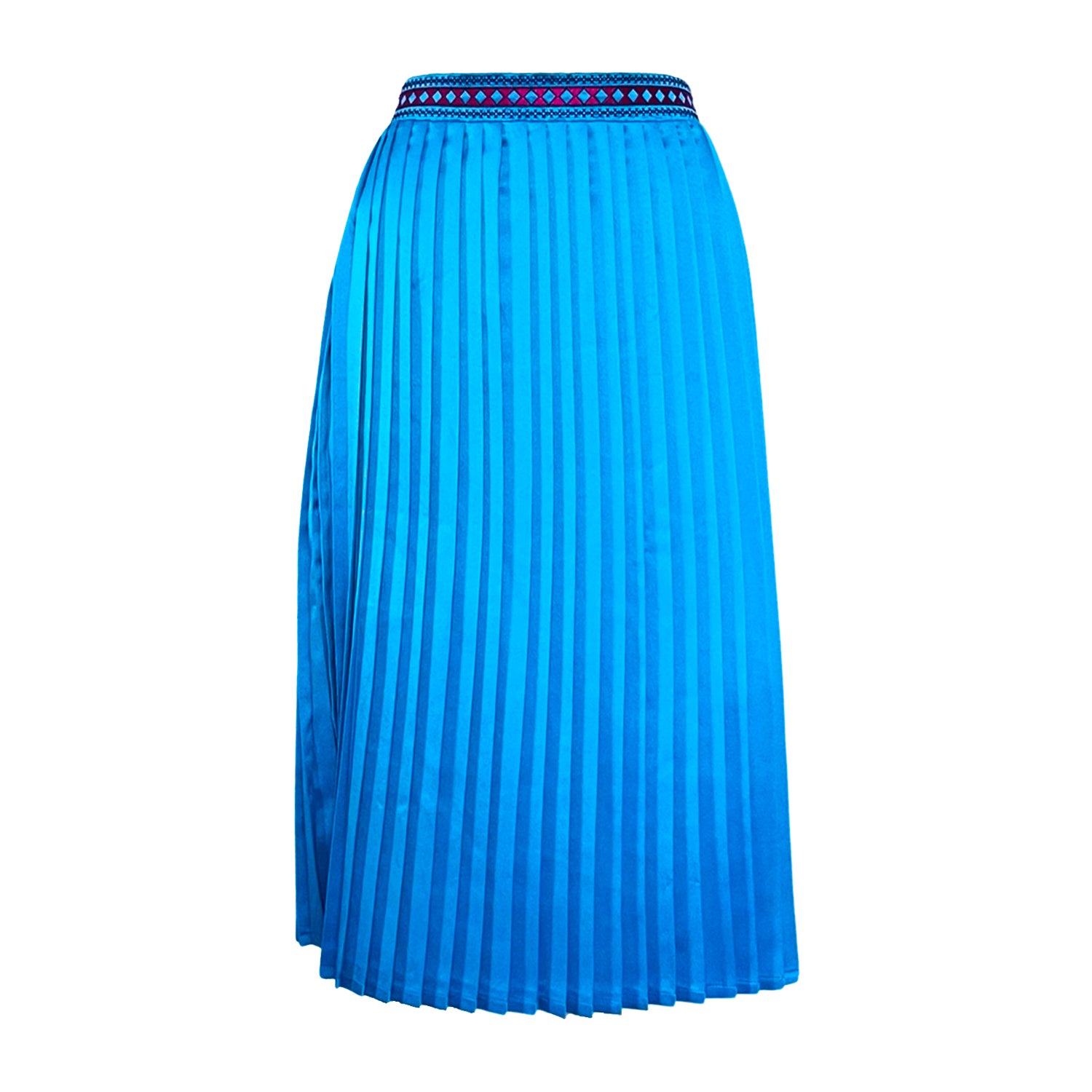 Women’s Embroidered Pleated Midi Skirt - Blue Small L2R the Label