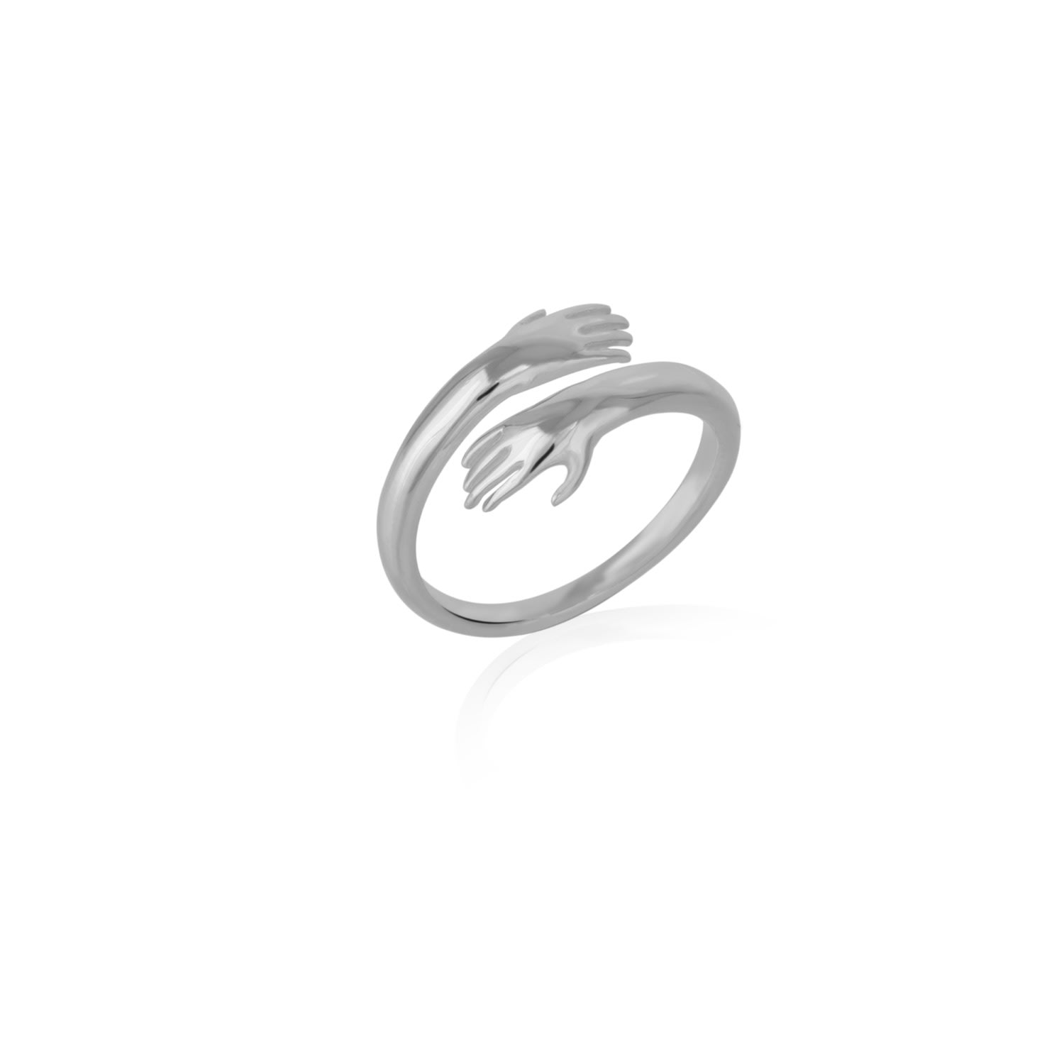 Women’s Hug Ring With Hands Sterling Silver - Silver Spero London