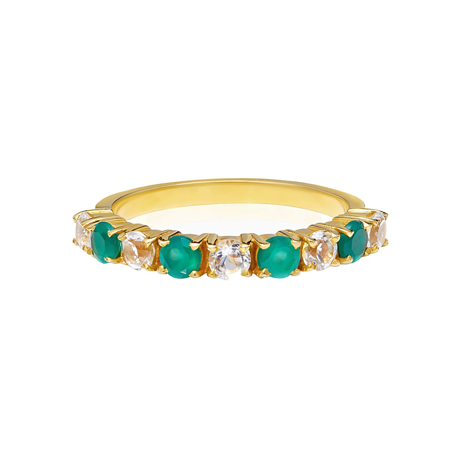 Women’s Gold / Green Green Onyx & White Topaz Gold Stacking Ring Venu J Collection