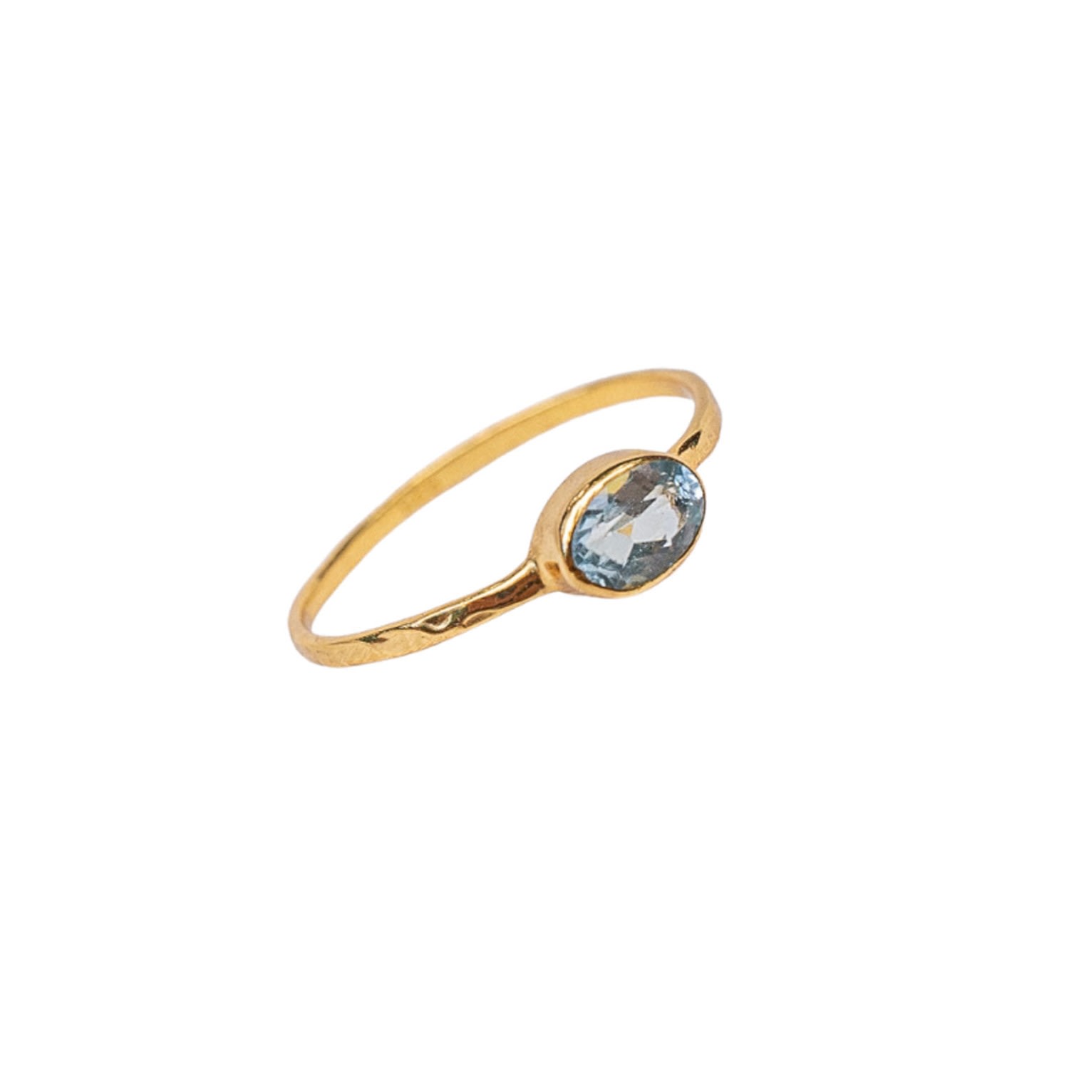 Women’s Gold / Blue Delicate Hammered Gold Vermeil Berawa Ring - Blue Topaz Cantik by Camilla