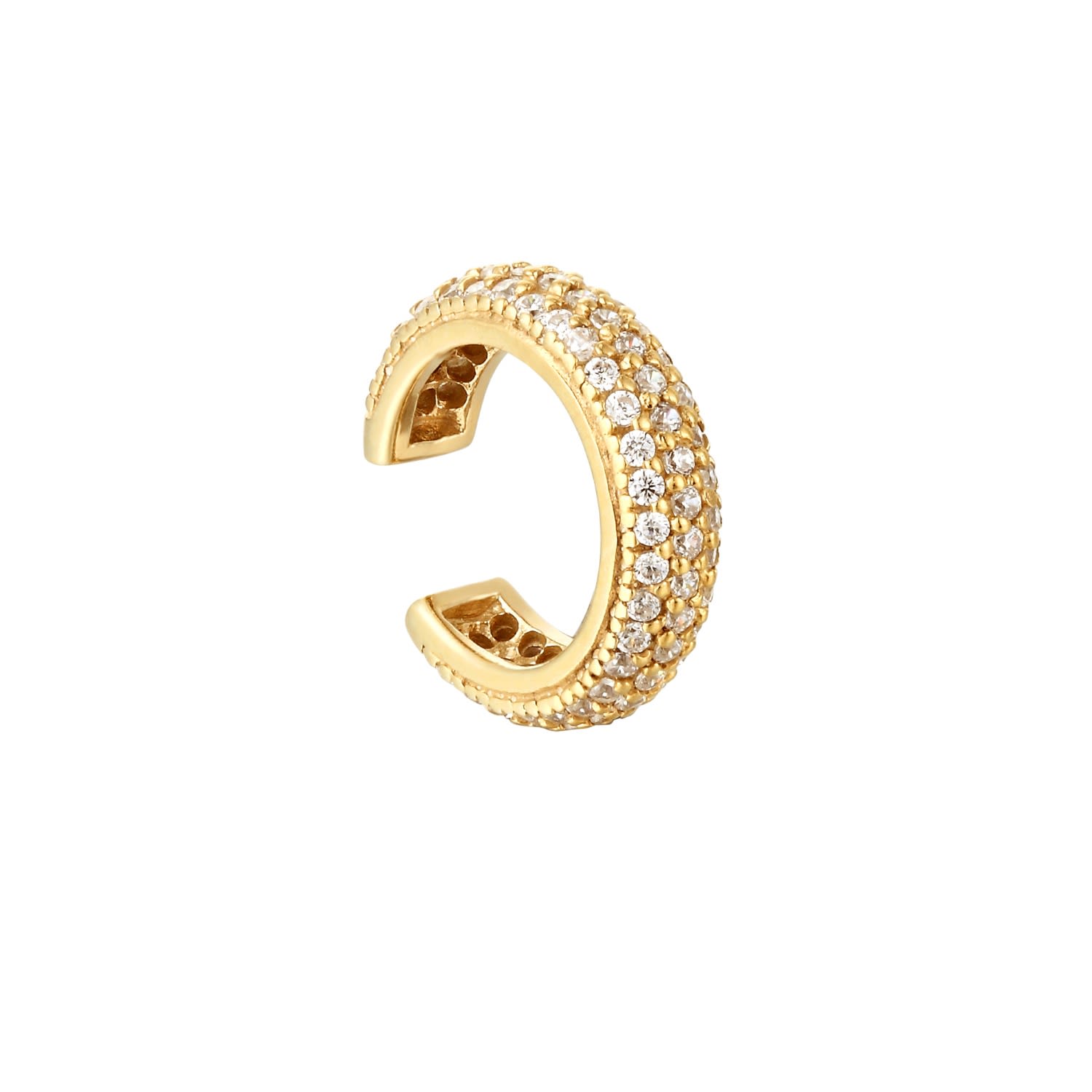 Women’s 22Ct Gold Vermeil Pave Cz Cuff Earring Seol + Gold