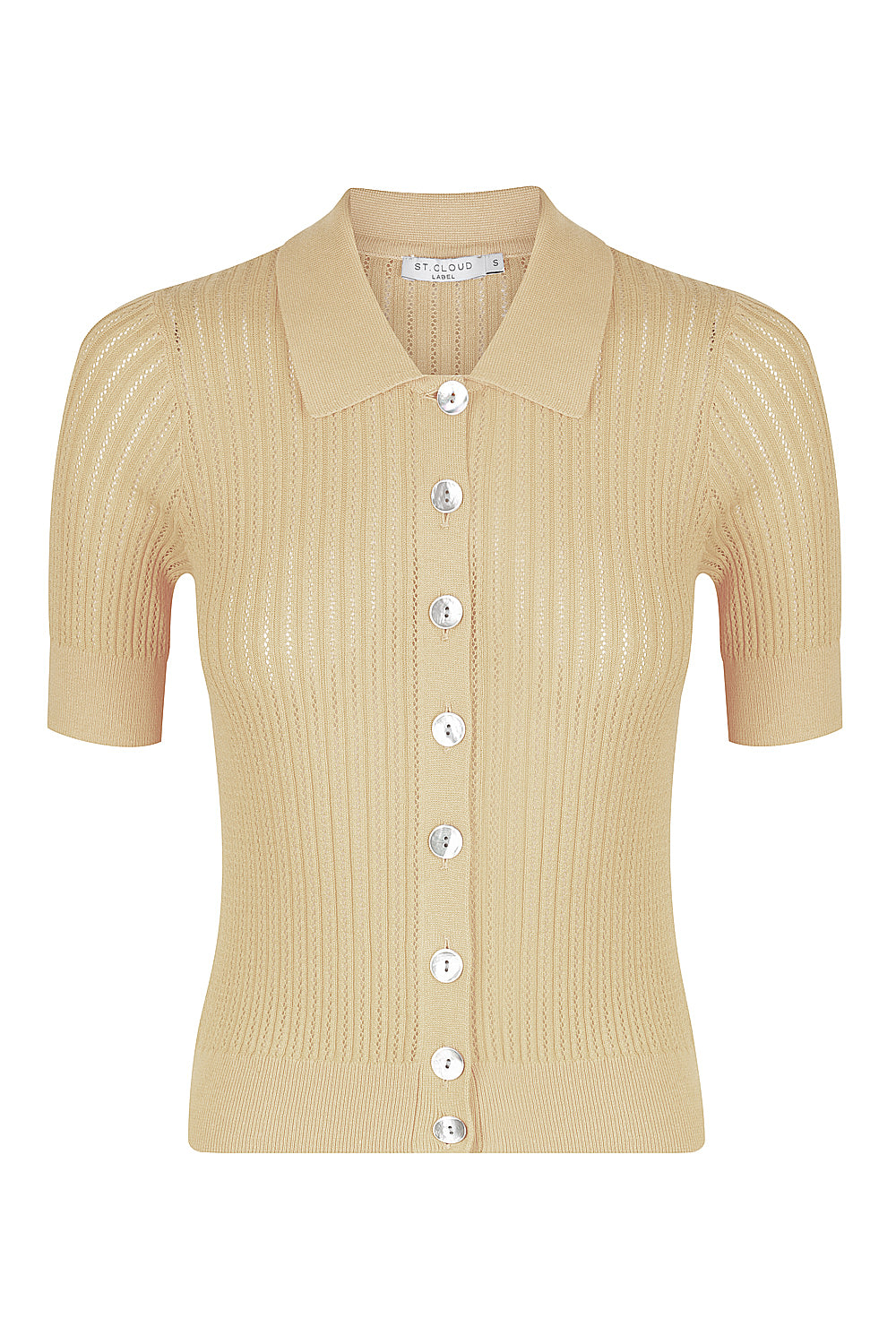 Women’s Neutrals Down The Rabbit Hole Knit Polo Cardi - Biscuit Beige Large St Cloud Label