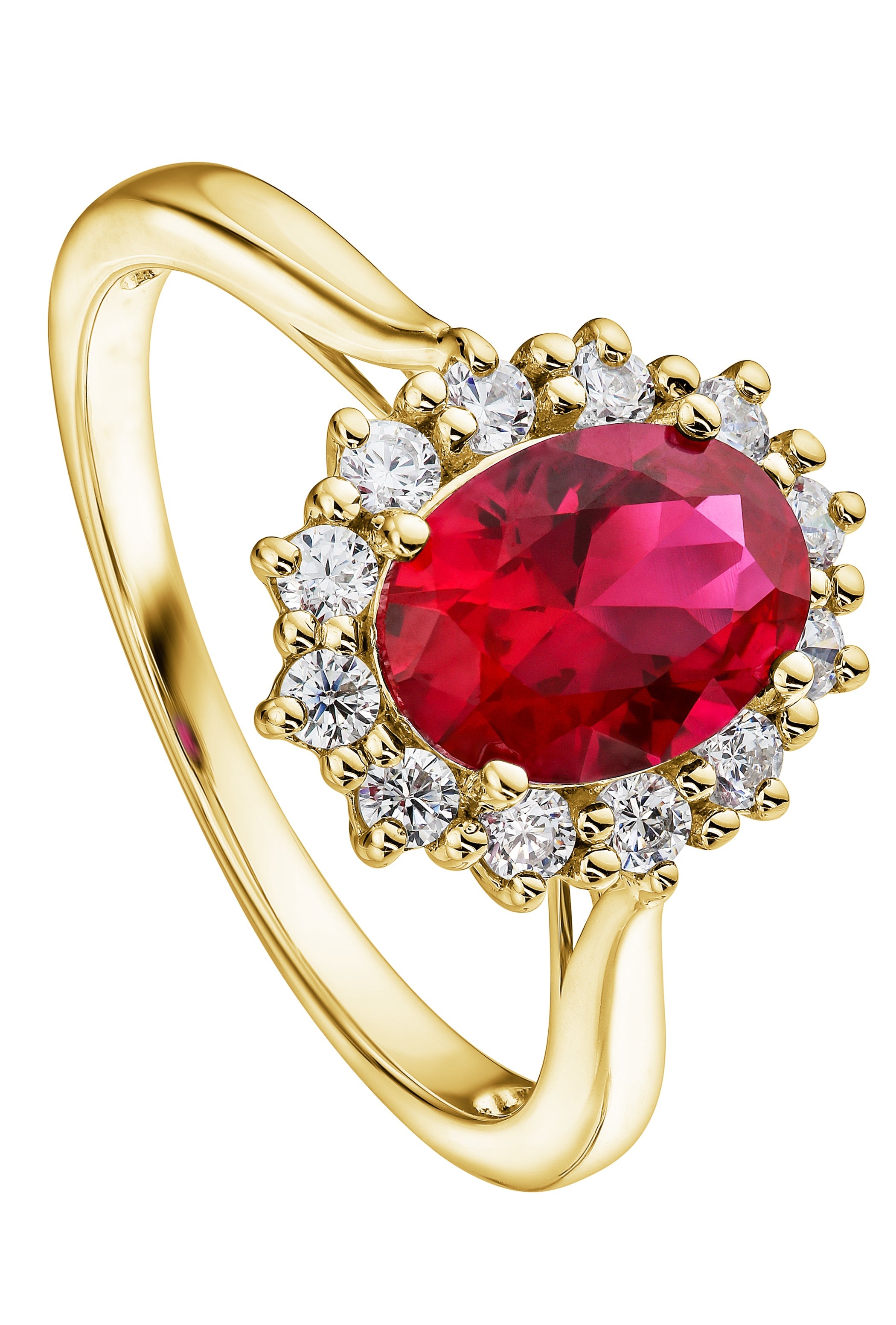 Women’s Gold / Red Cate Yellow Gold Lab Grown Diamond & Created Ruby Ring Created Brilliance