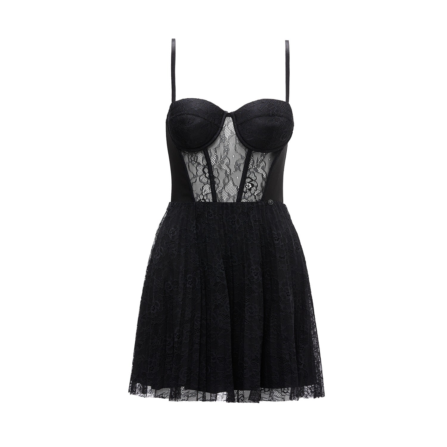 Women’s Pleated Lace Dress Black Xxs Nissa