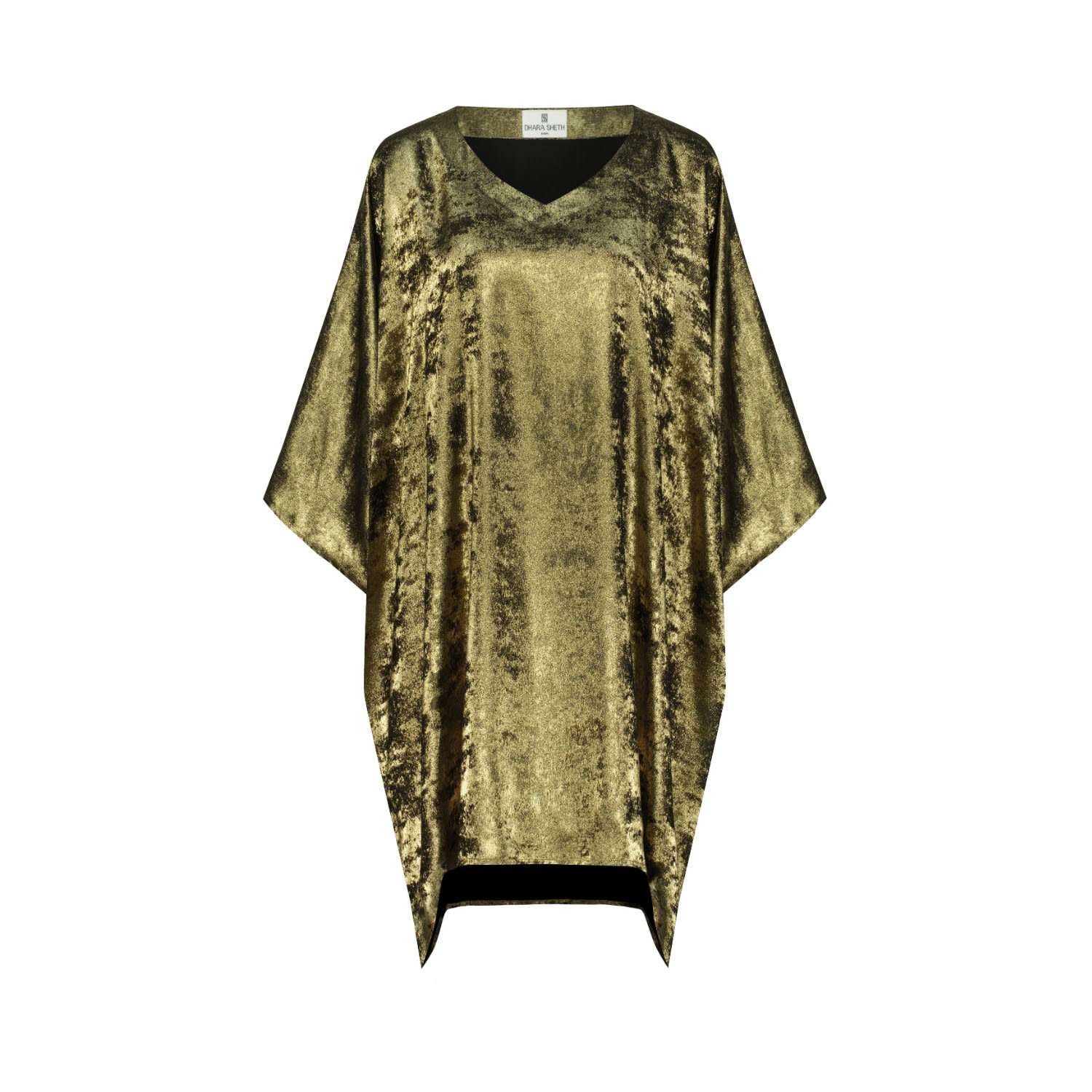 Women’s Shadow Of Sequin Shimmer Gold Short Kaftan Dress - Gold Small Dhara Sheth Dubai