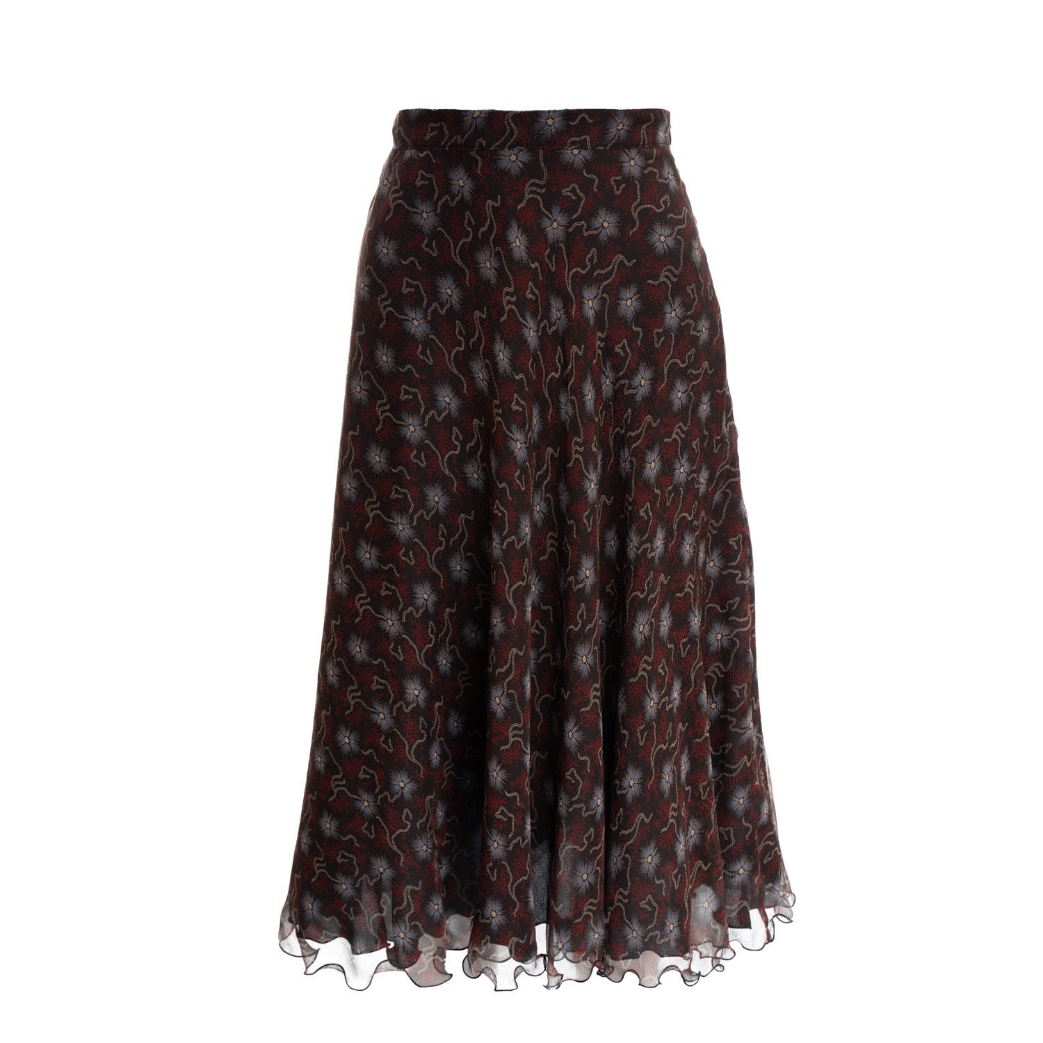 Women’s Brown Chocolate Patterned Silk Skirt Large Sofia Tsereteli