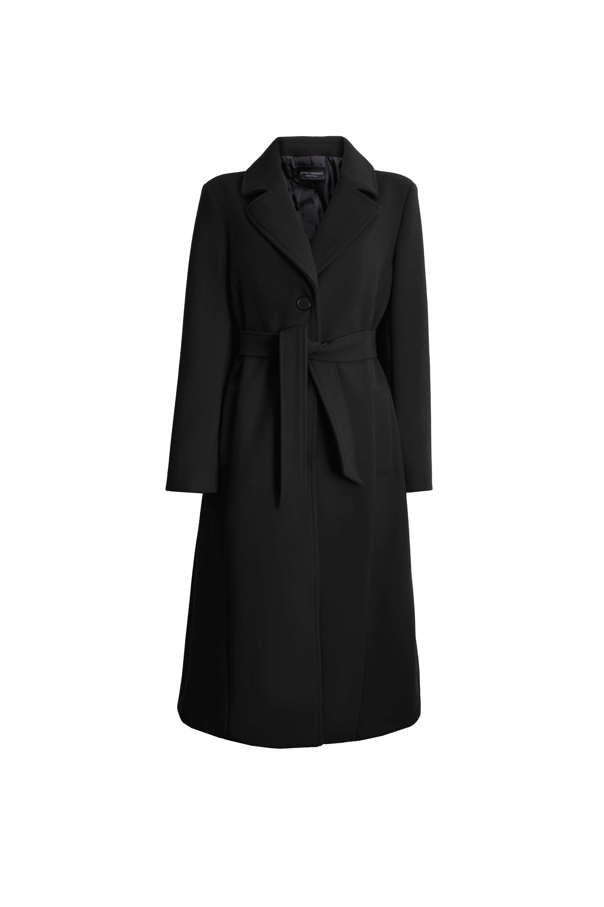 Women’s Three Buttons Belted Coat In Black Small James Lakeland