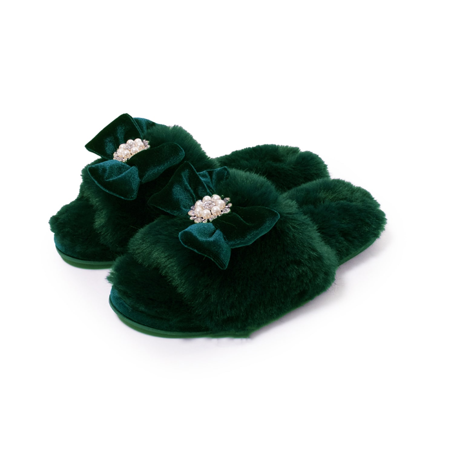 Women’s Anya Slider Slipper With Diamante In Green Small Pretty You