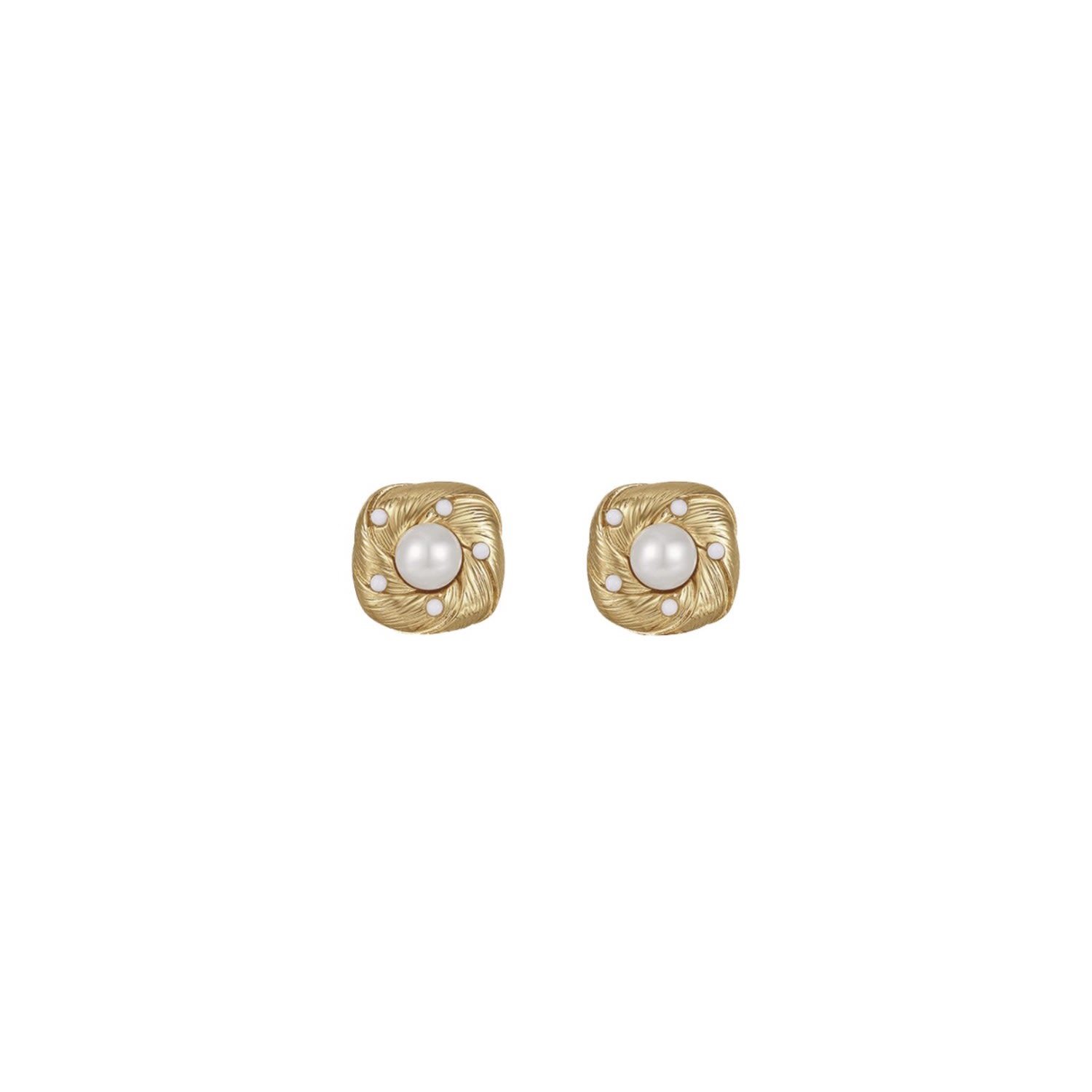 Women’s Gold / White Canary Ear Stud Retro Chic