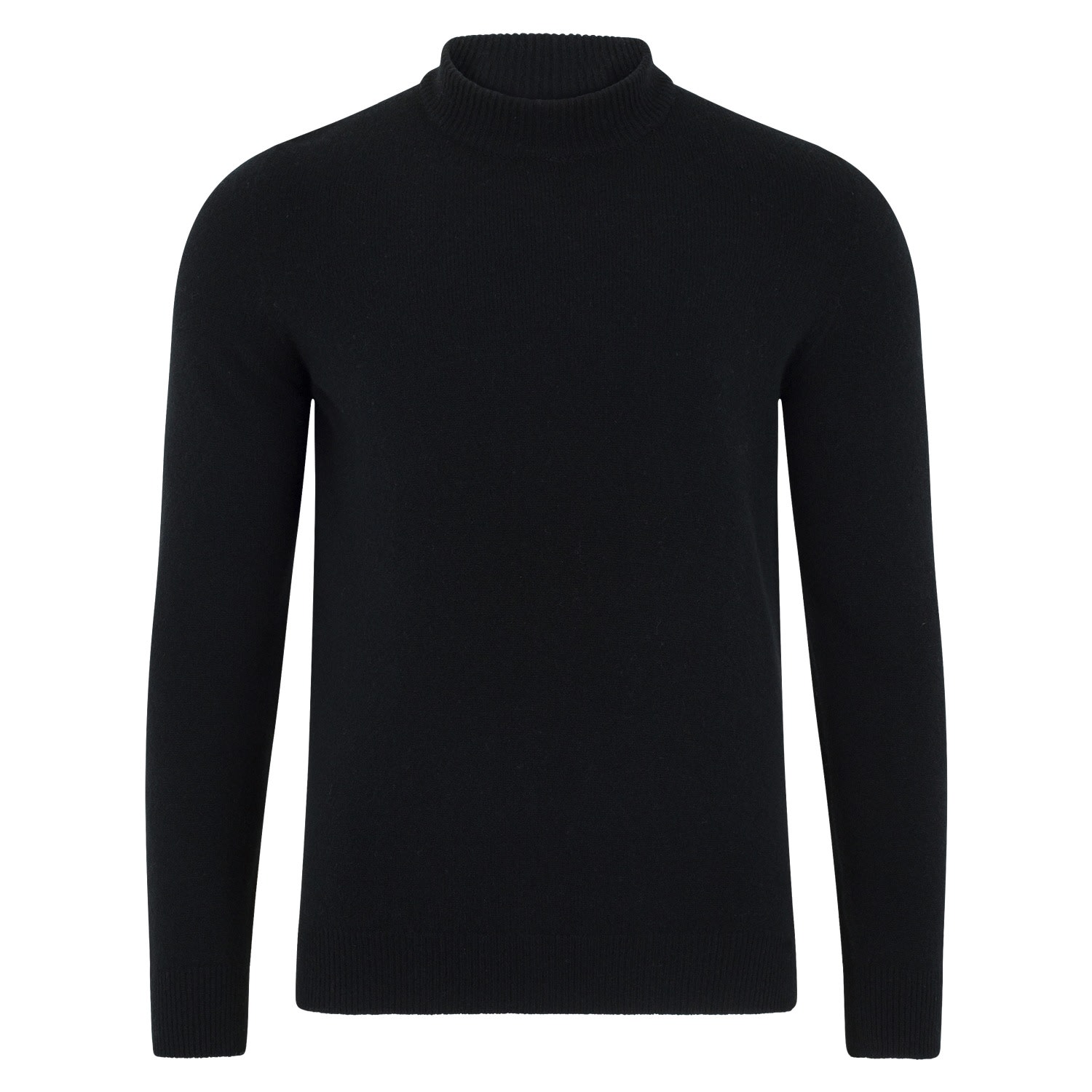 Mens Lambswool Arden Narrow Mock Turtle Neck Jumper - Black Large Paul James Knitwear