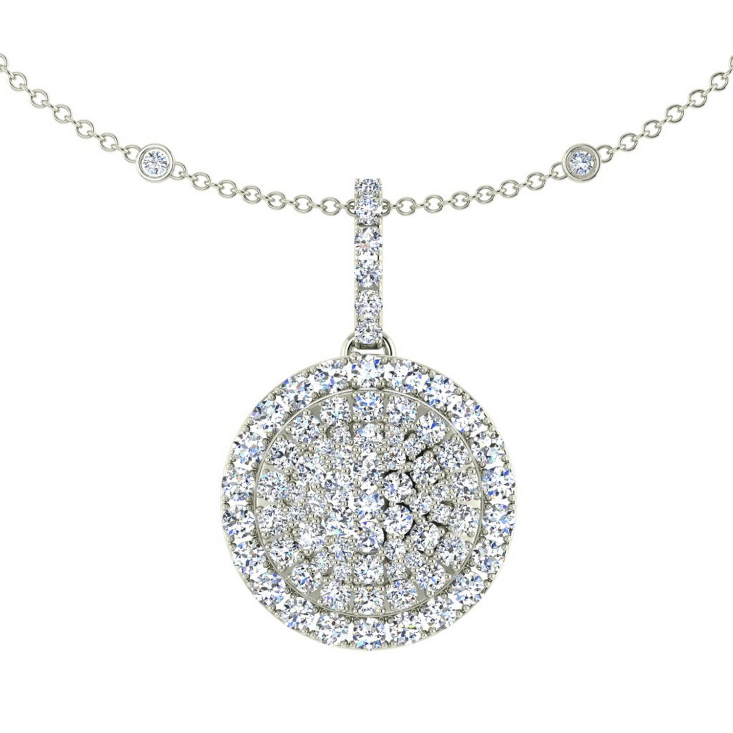 Women’s Grey Gold Diamond Circle Necklace With Scatter Diamond Chain Cervin Blanc