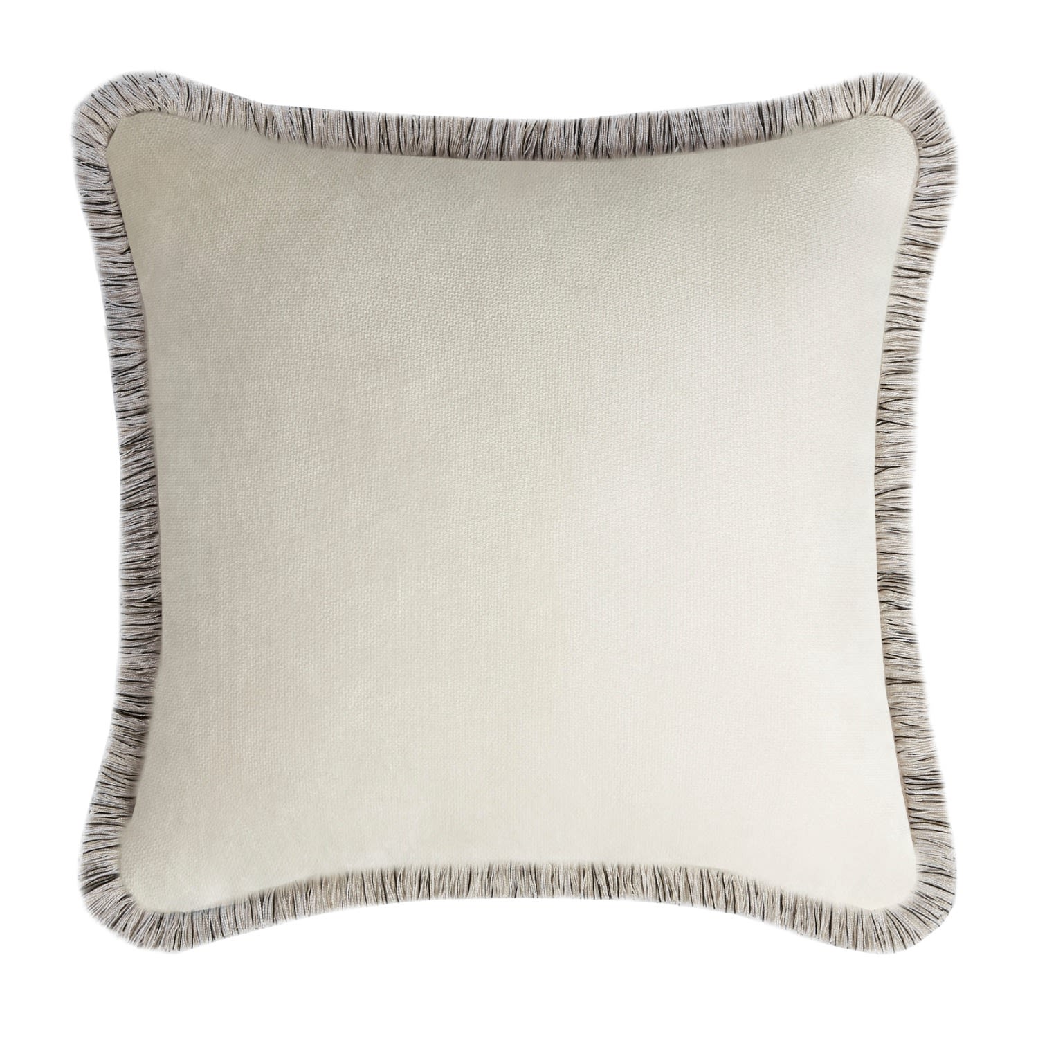 Velvet Artic Fifty Cushion White With Multicolor Fringes Lo Decor