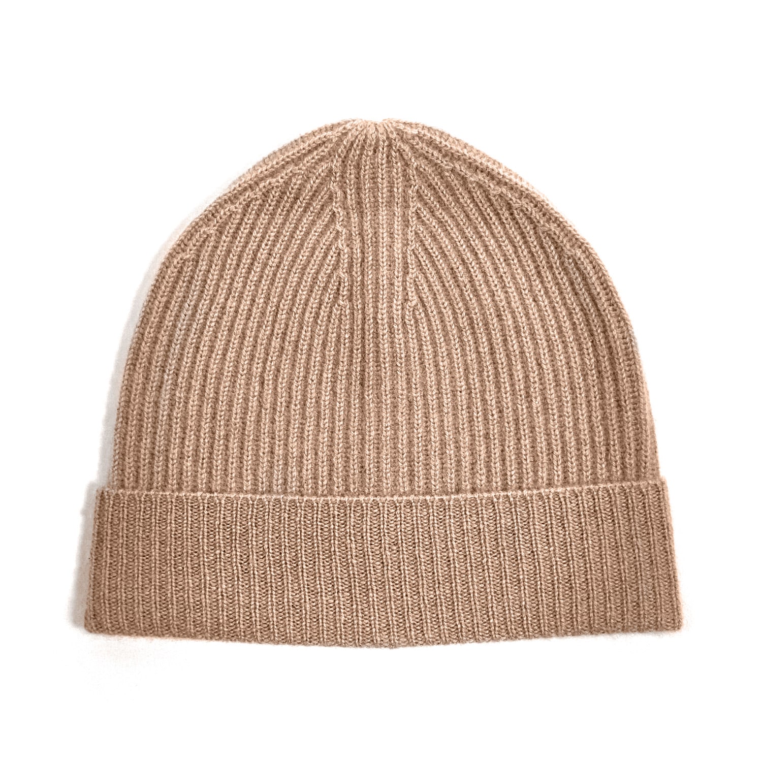 Women’s Brown Milan Cashmere English Rib Turn-Up Beanie In Camel Melange One Size Cheeky Goats