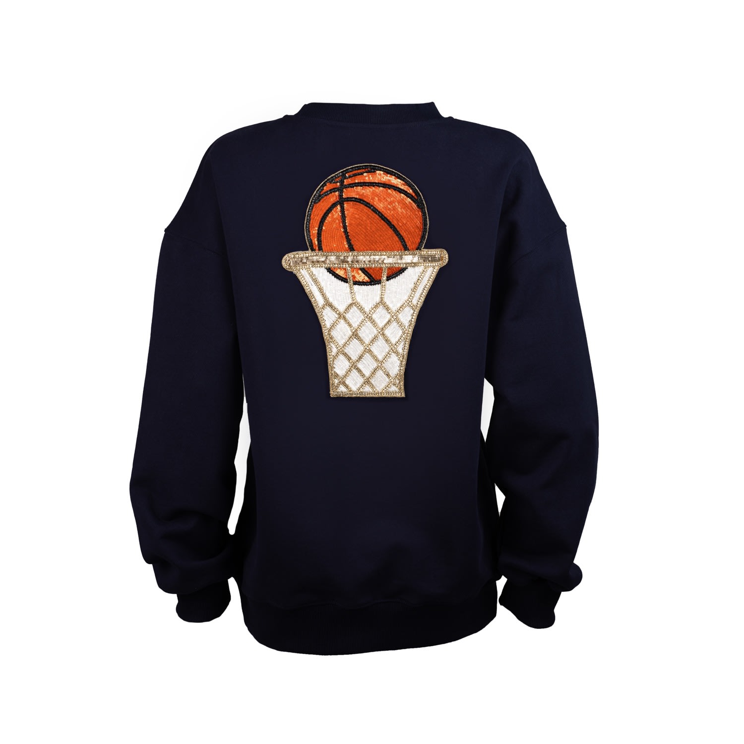 Women’s Blue Embellished Basketball Sweatshirt - Navy Large Laines London