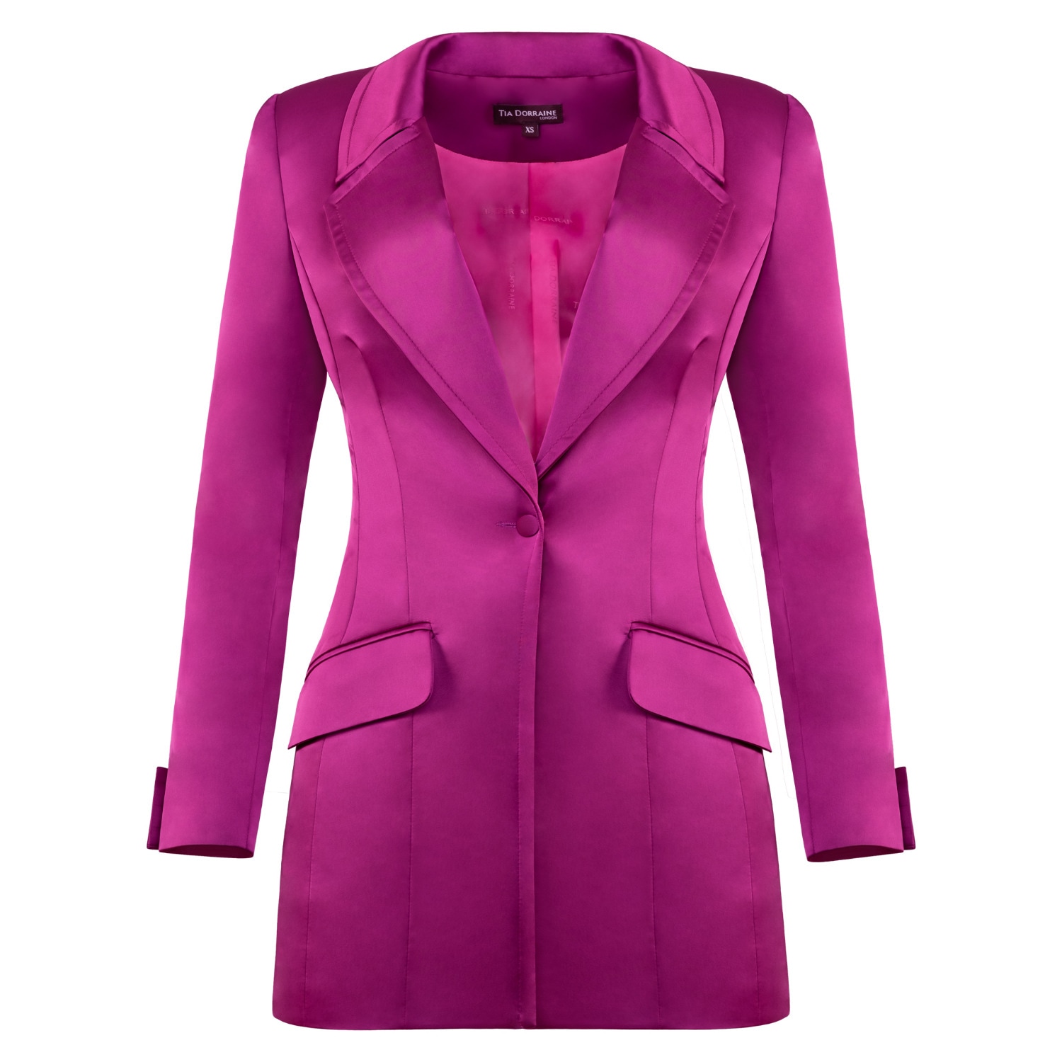 Women’s Pink / Purple Midnight Sky Hourglass Satin Blazer - Purple Xxs Tia Dorraine