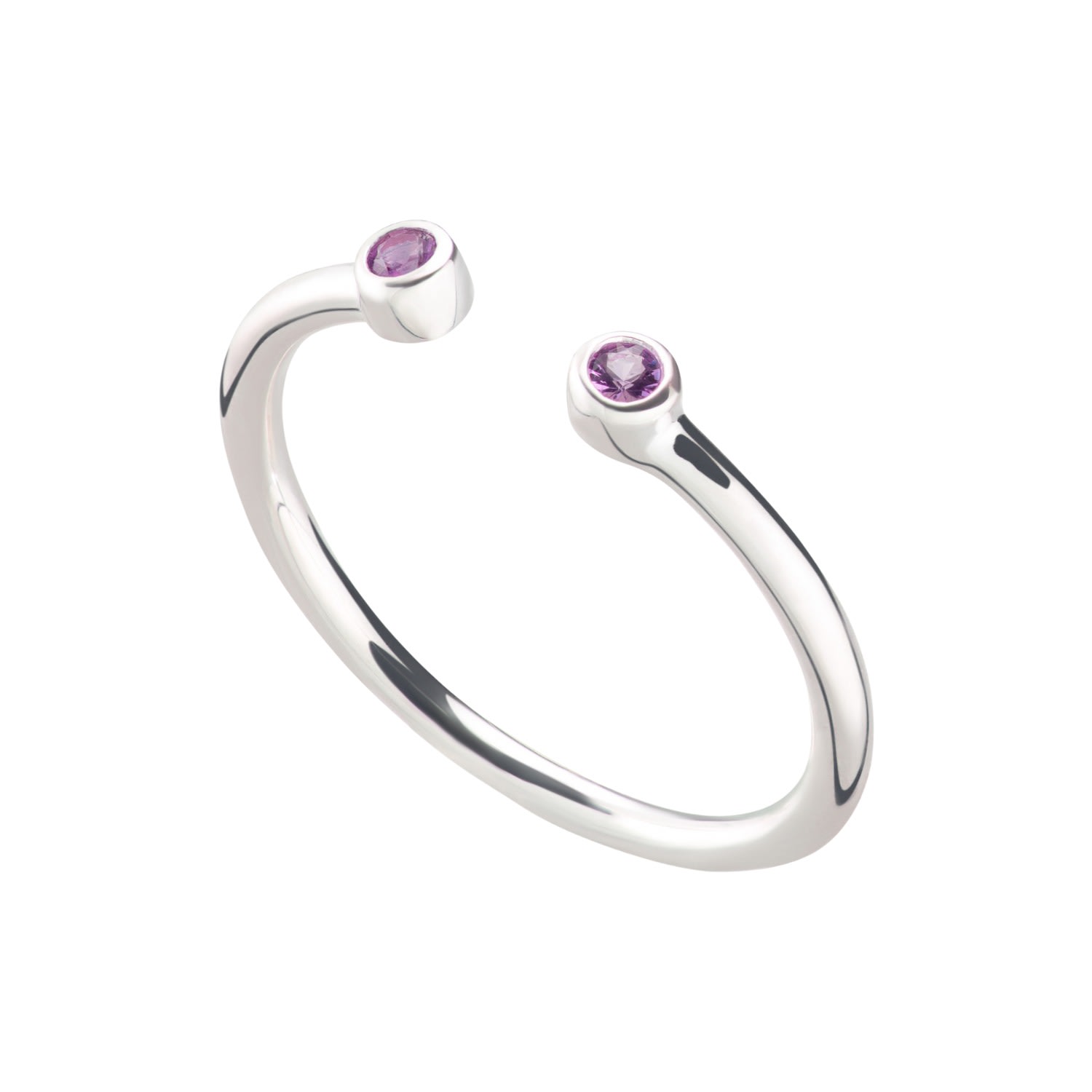 Women’s Pink / Purple / Silver February Birthstone Open Style Ring - Amethyst Lily Charmed