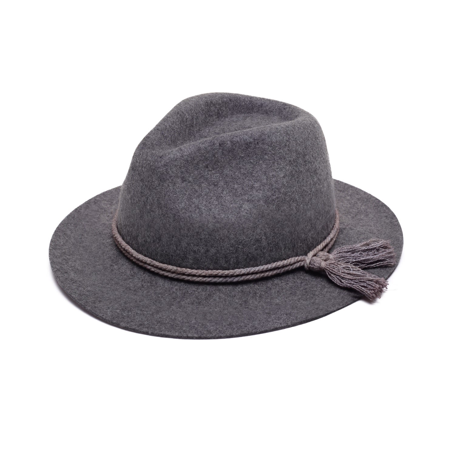 Women’s Grey Fedora Hat With Cotton Tassels Medium Justine Hats