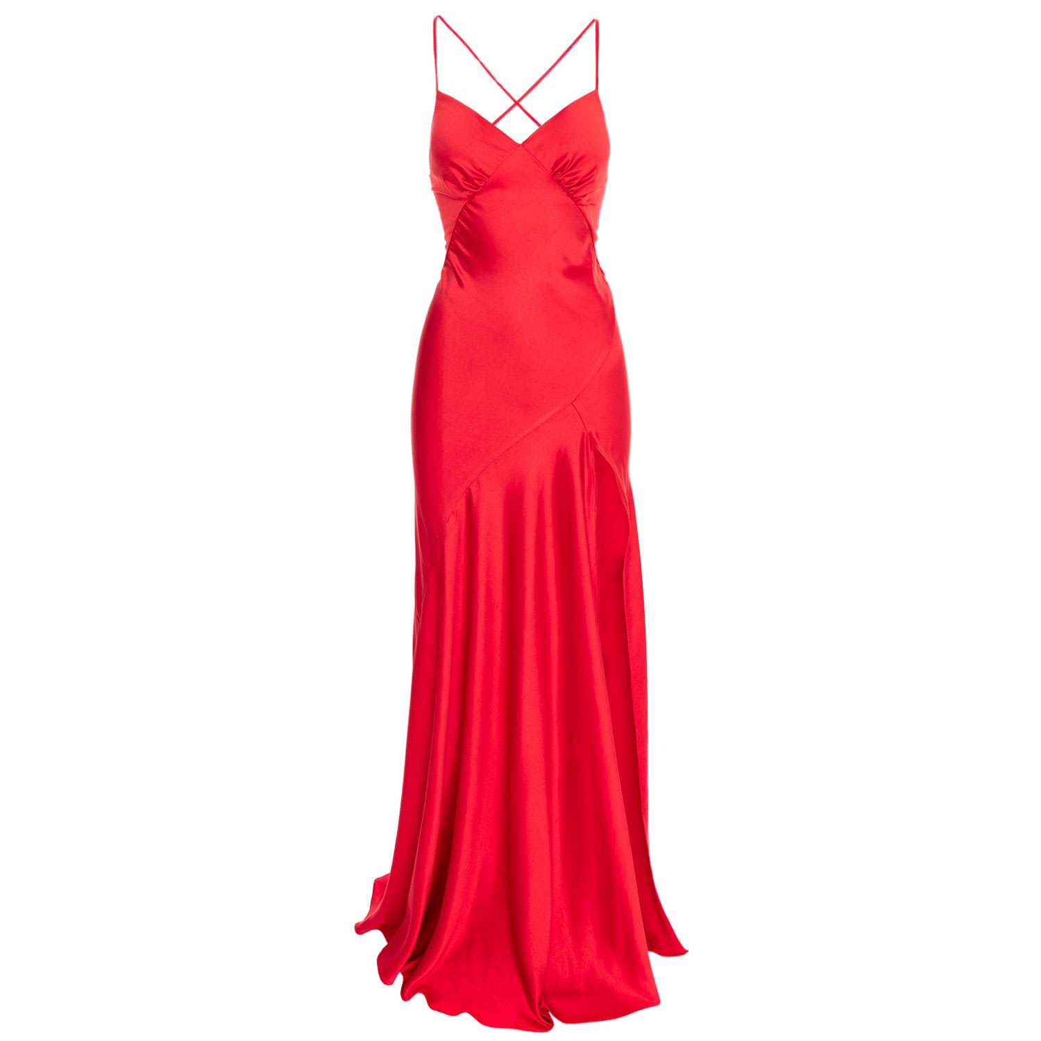 Women’s Seville Satin Maxi Dress In Coral Red M/L Roserry