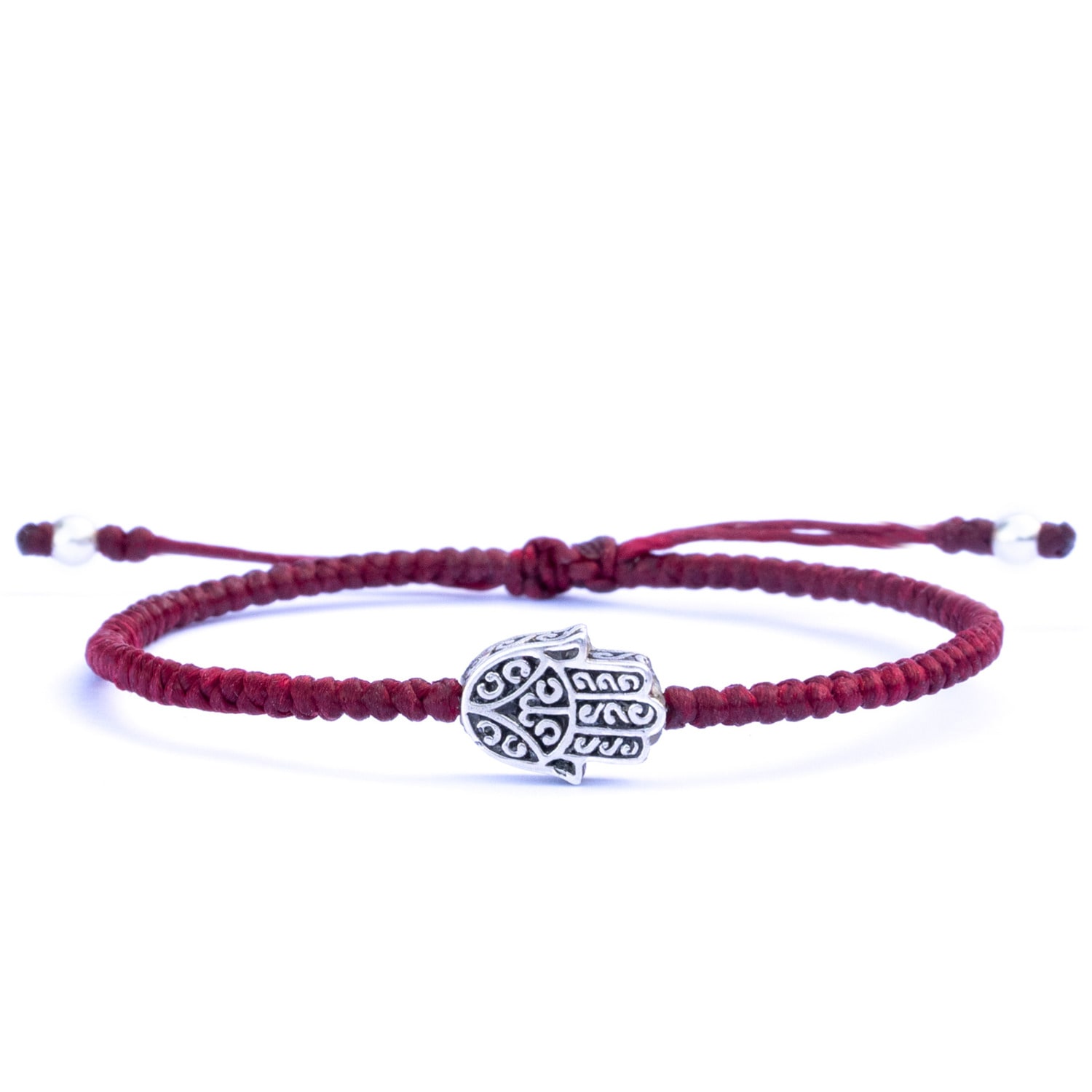 Mens Sterling Silver & Red Rope Hamsa Bracelet - Red Harbour Uk Bracelets