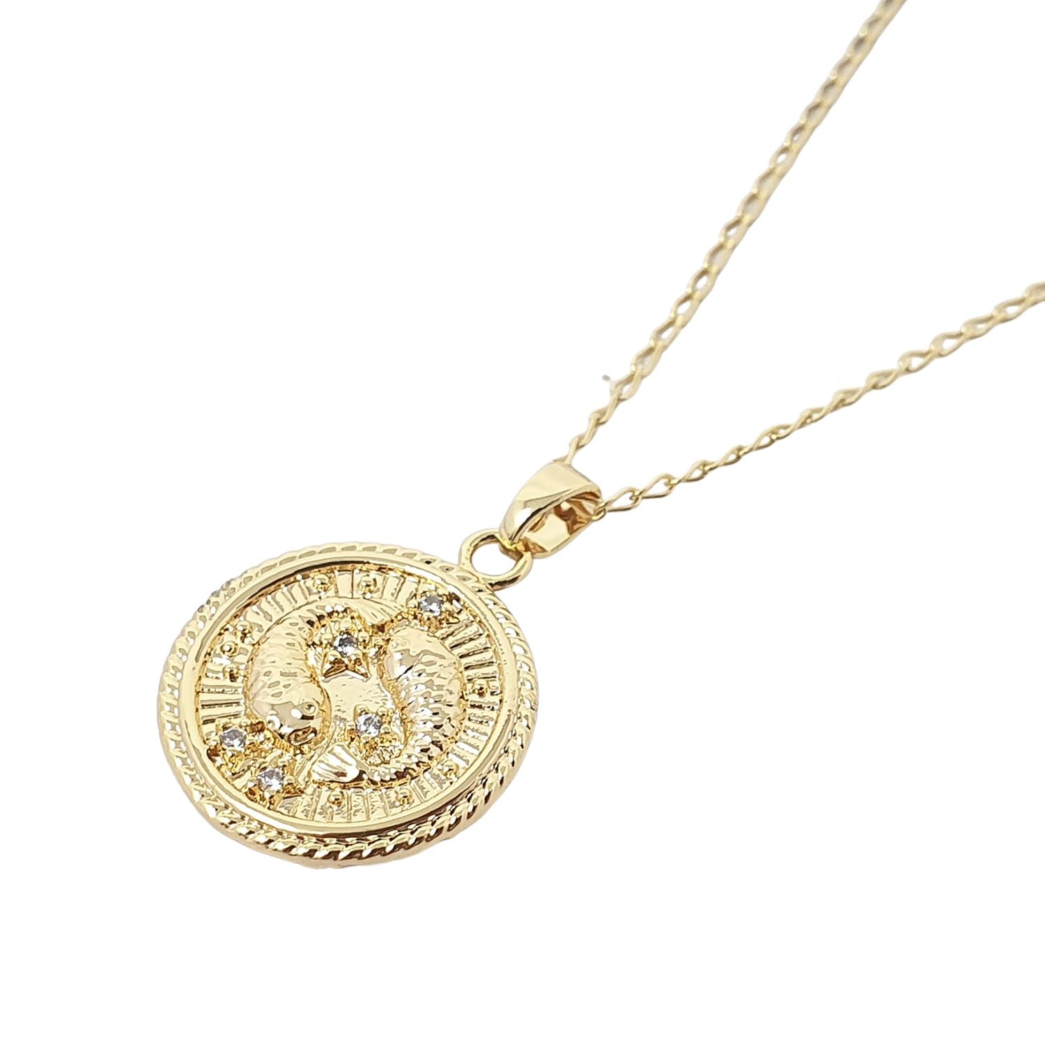 Women’s Pisces Gold Plated Zodiac Astrology Pendant Charm Necklace Harfi