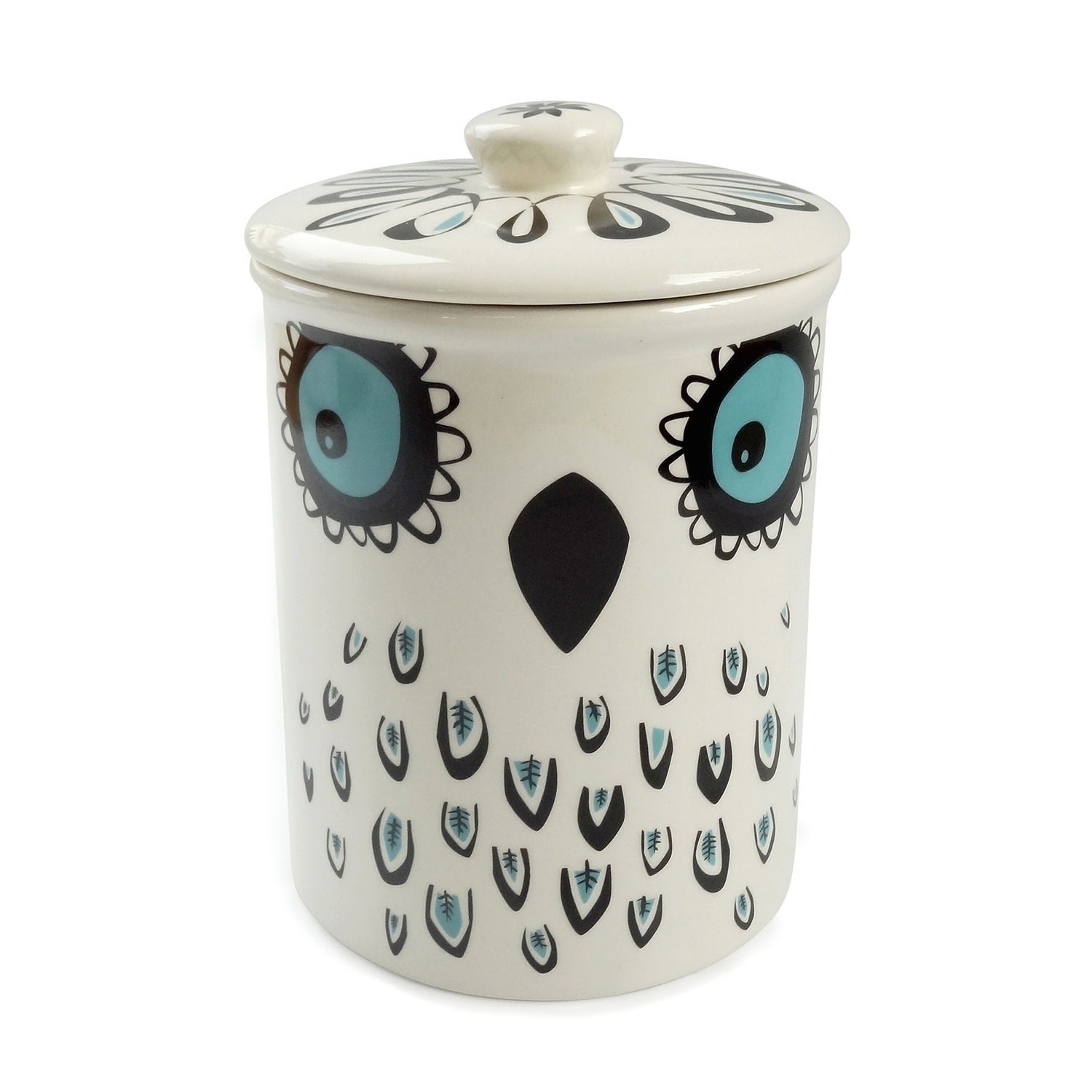 White / Blue Owl Storage Jar Hannah Turner