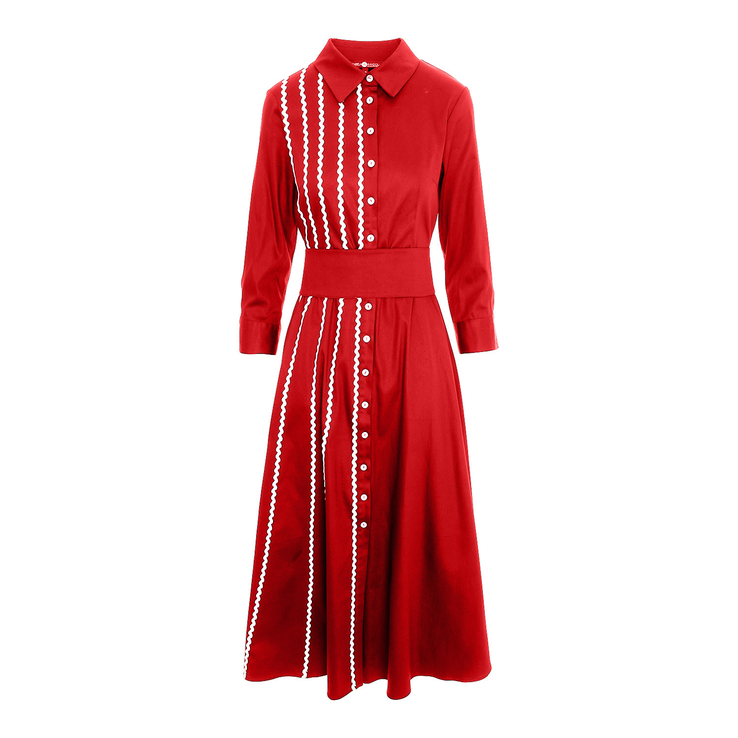 Women’s Red Midi Shirtdress In Coral Color With Belt Xxs Izabela Mandoiu